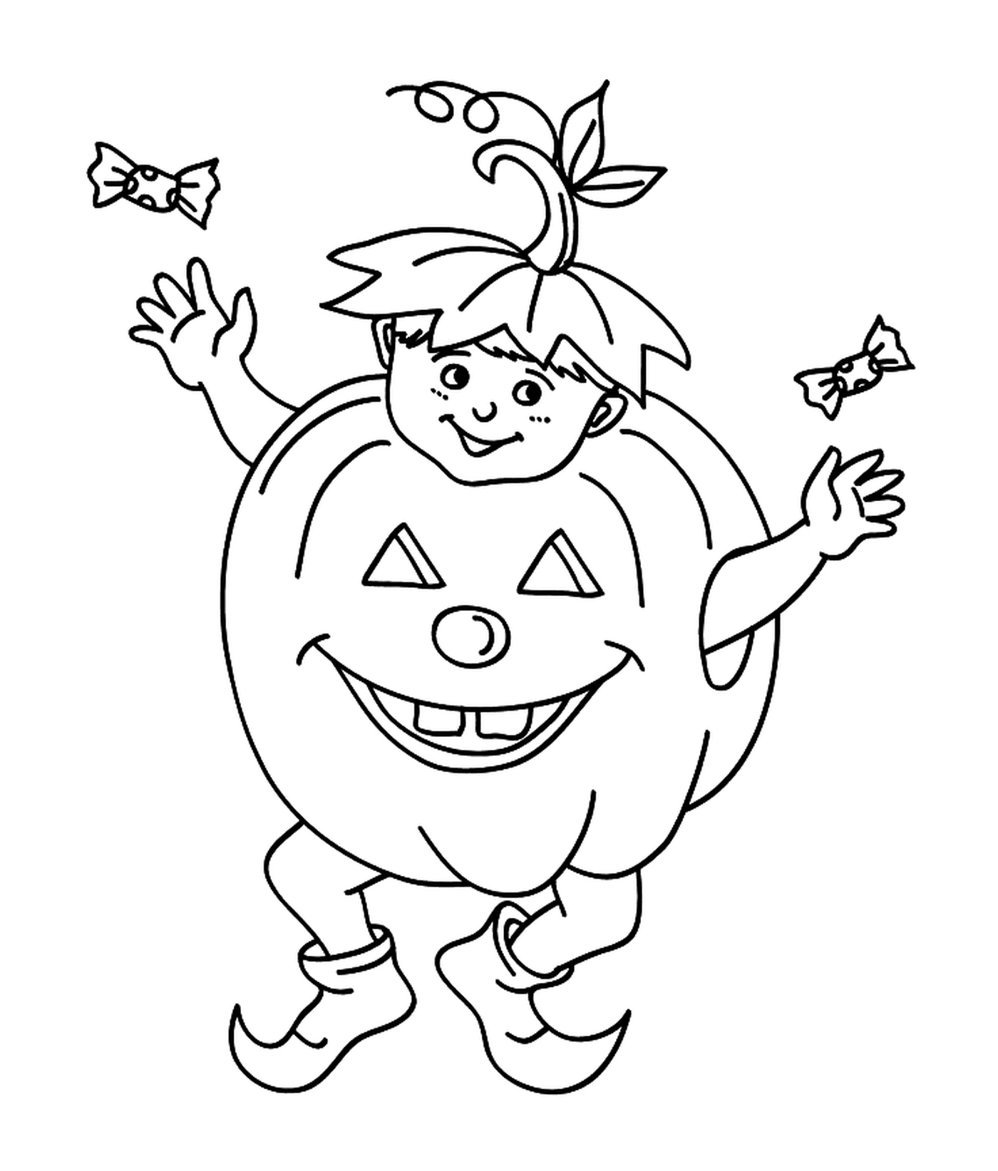  Child dressed in pumpkin 