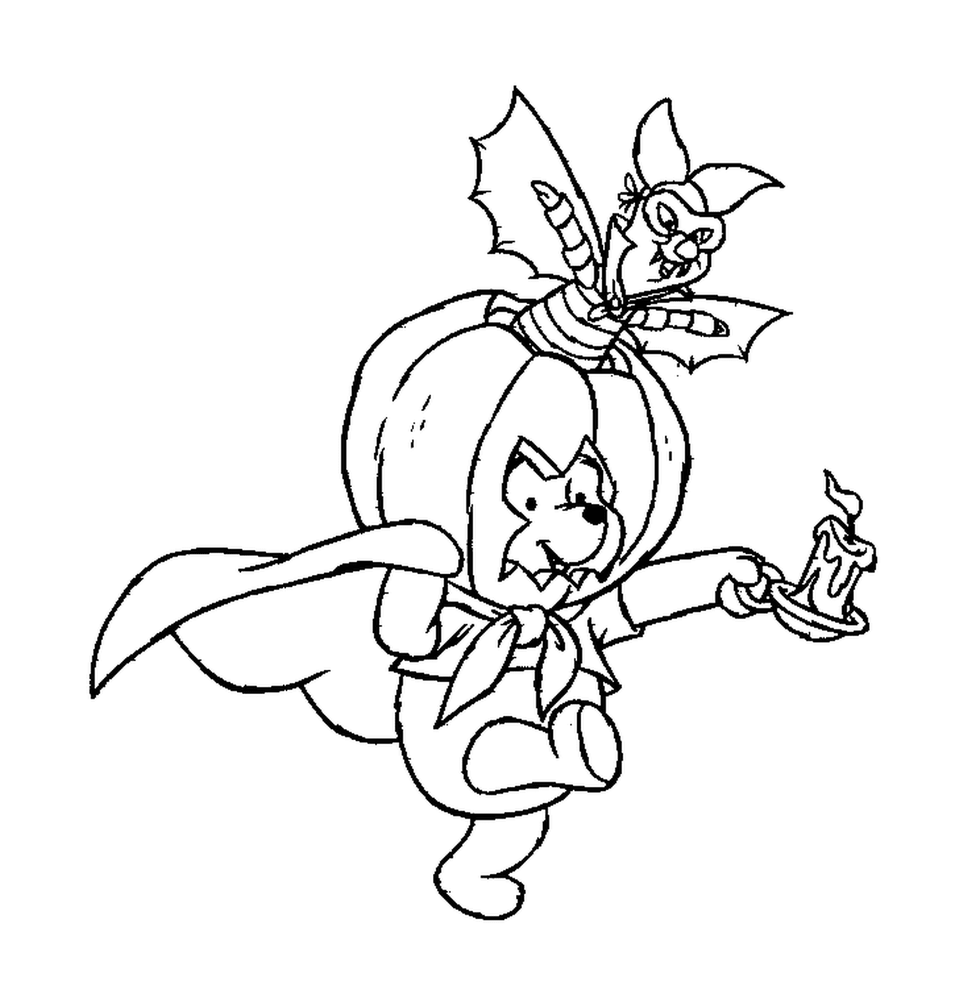  Winnie with pumpkin and Porcinet on head 