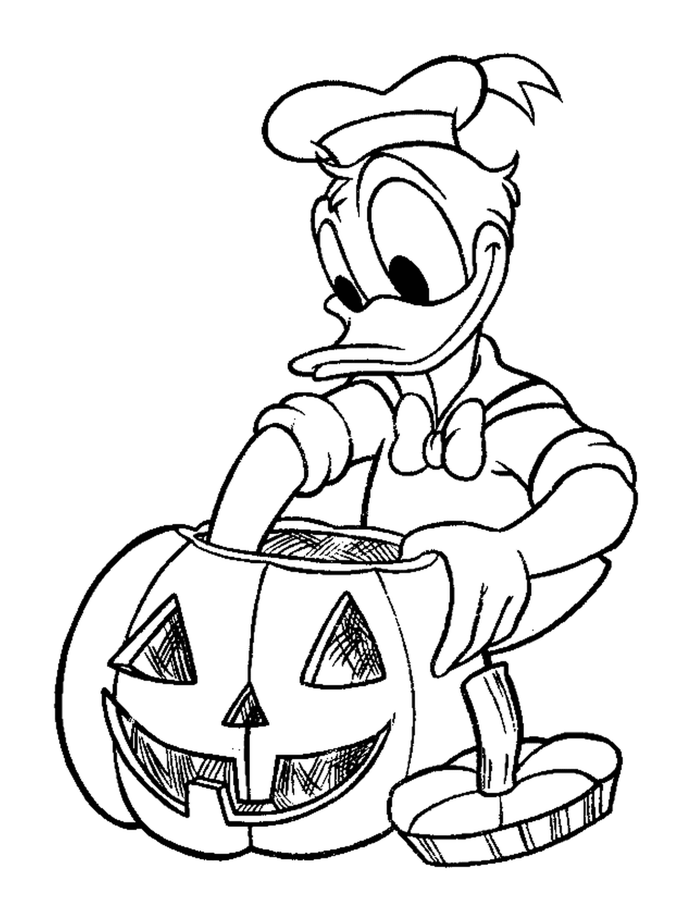  Donald makes his pumpkin for Halloween 