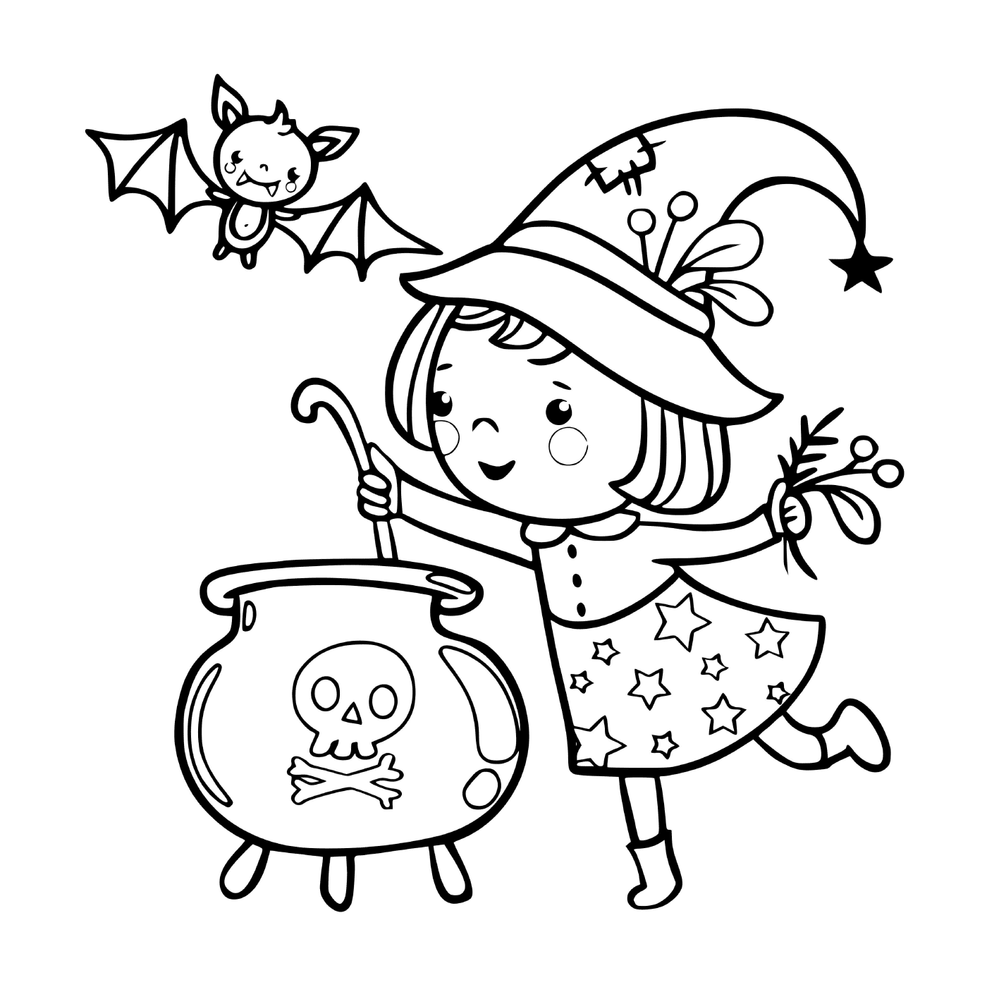  Kleine Hexe bereitet eine magische Suppe 