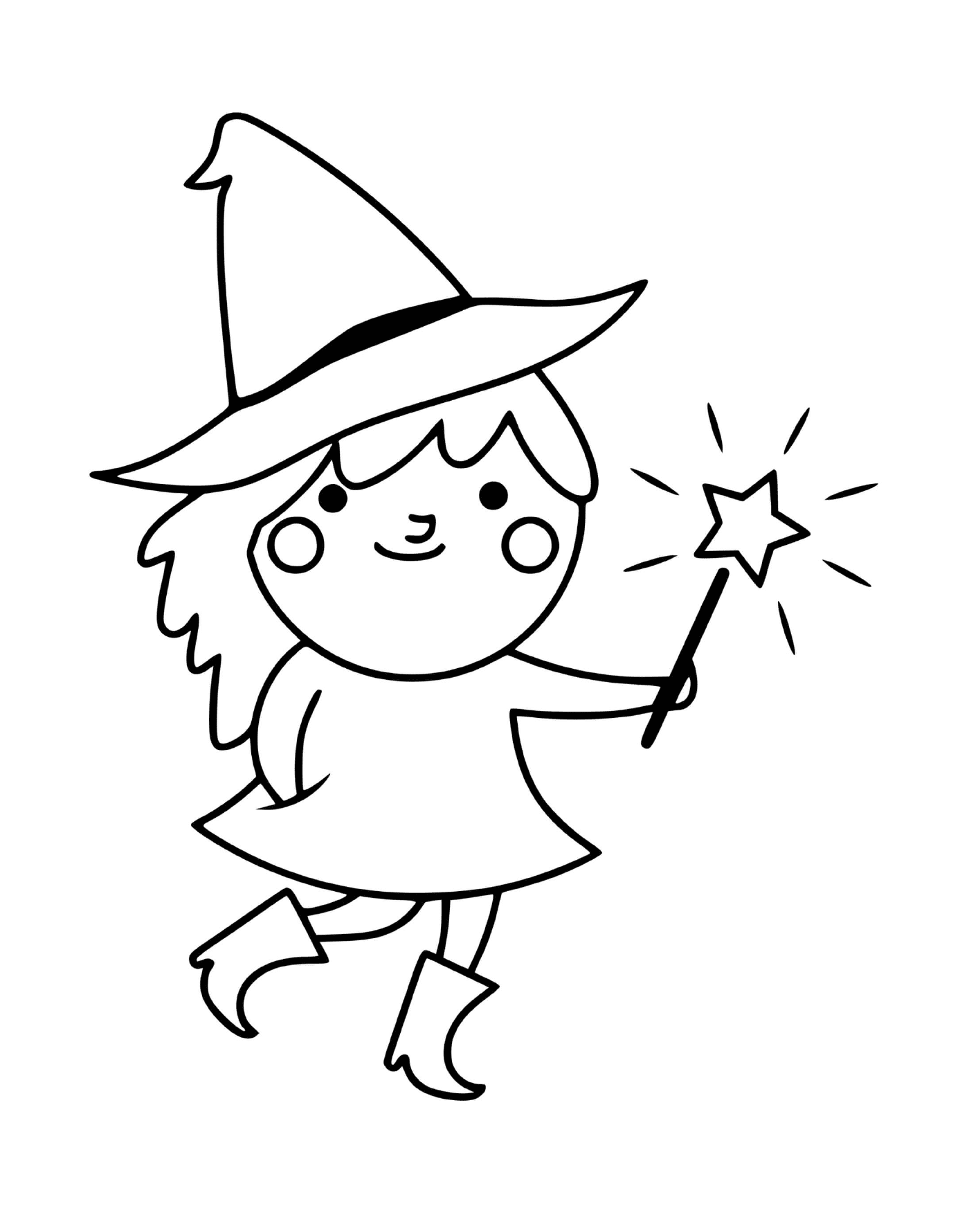  Adorable witch with a magic wand 