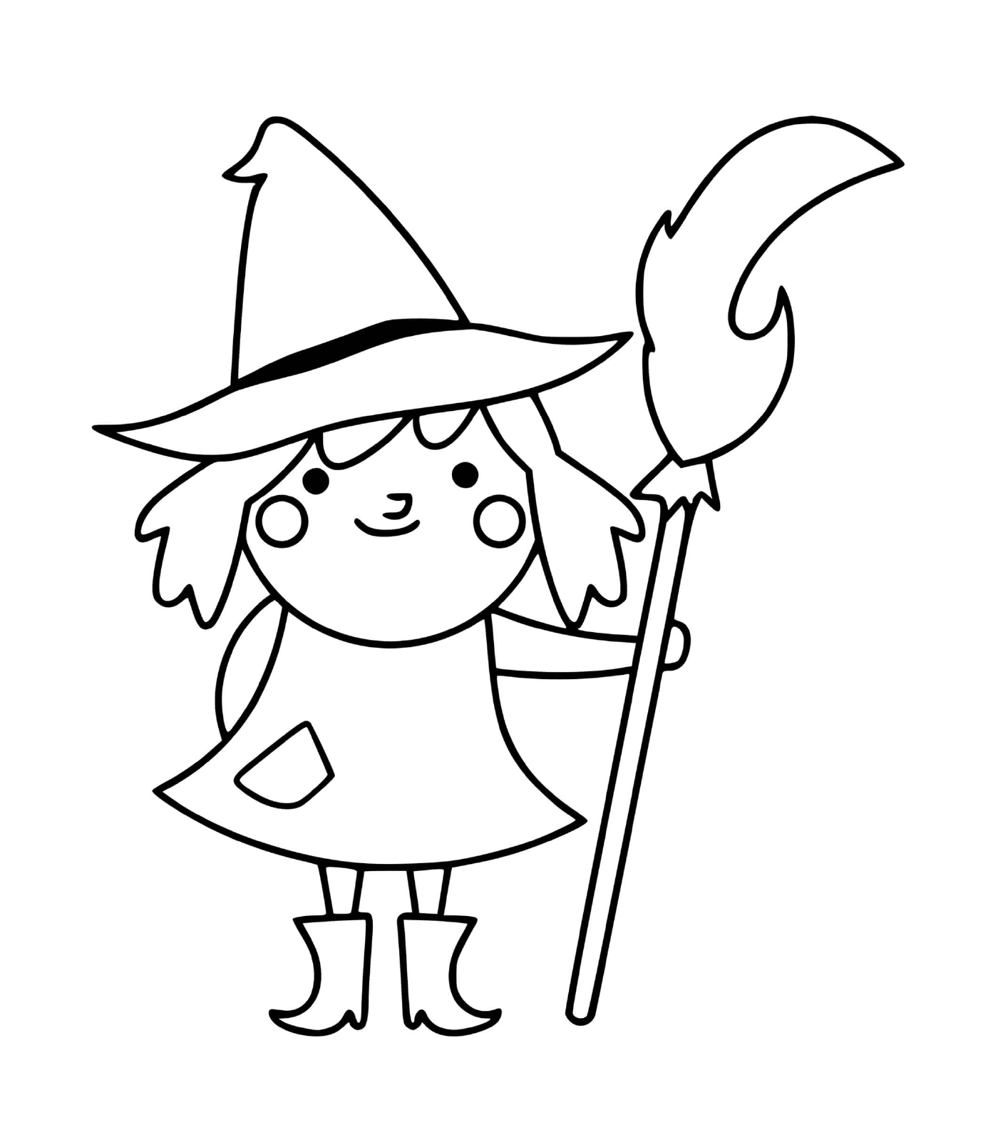  Adorable witch with her broom 