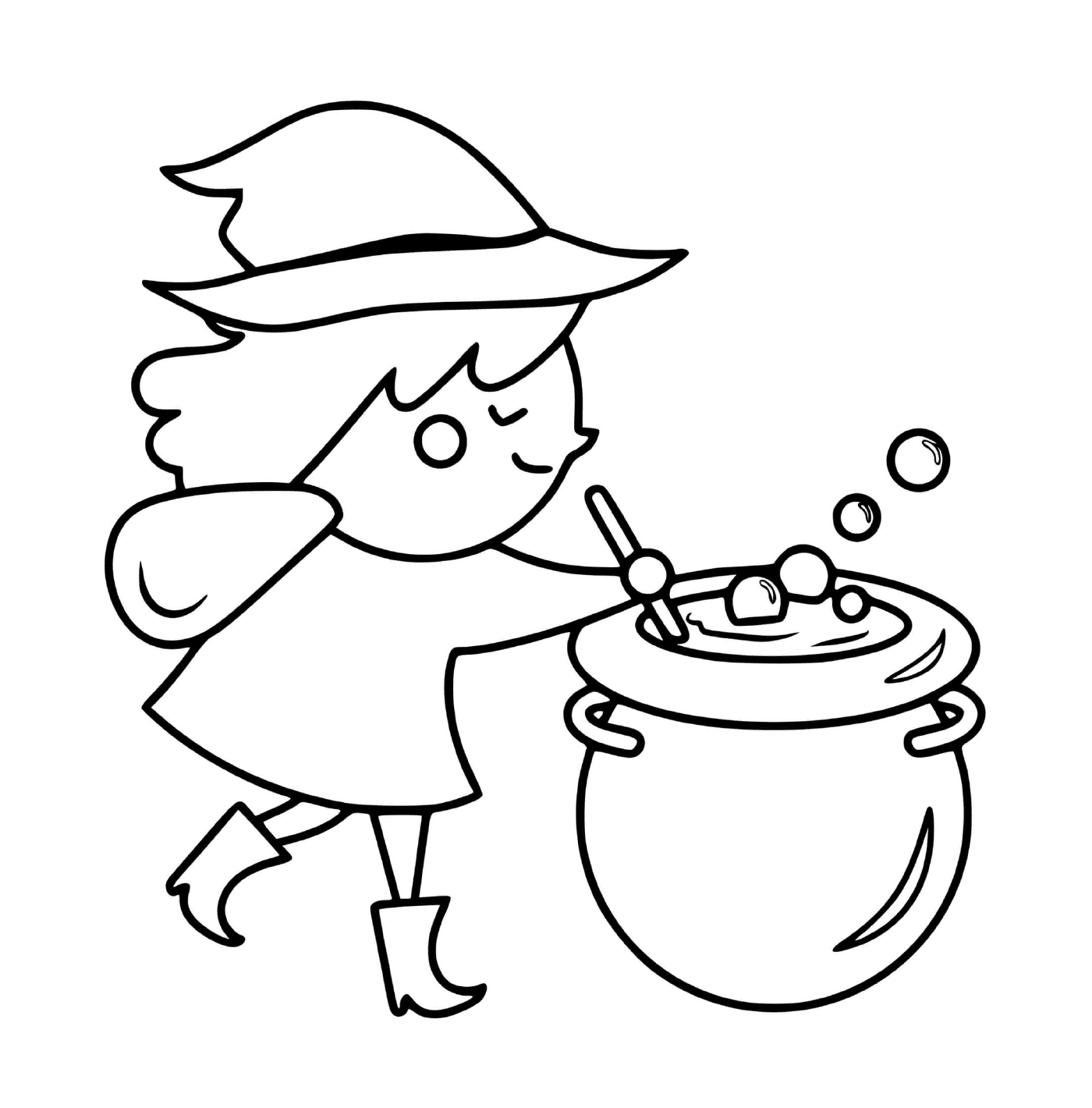  Witch preparing a magic potion 