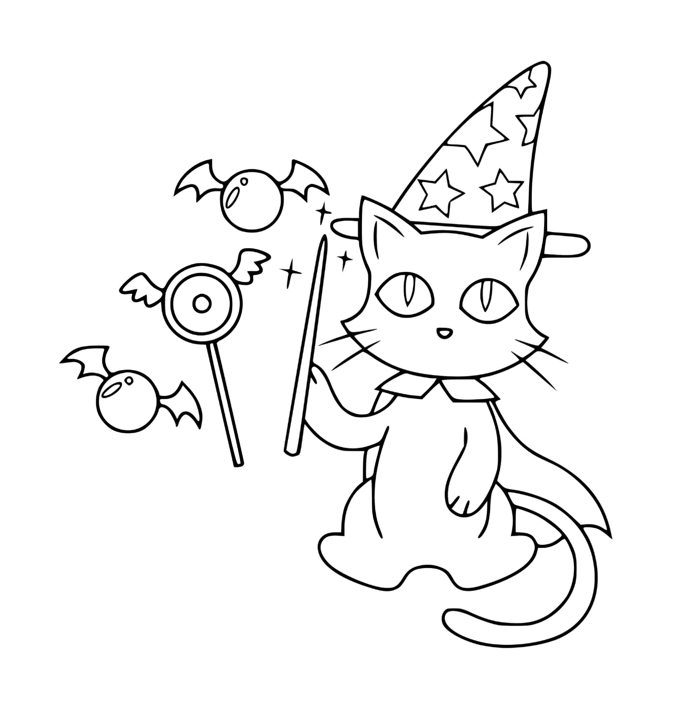  gato mágico disfrazado de bruja 