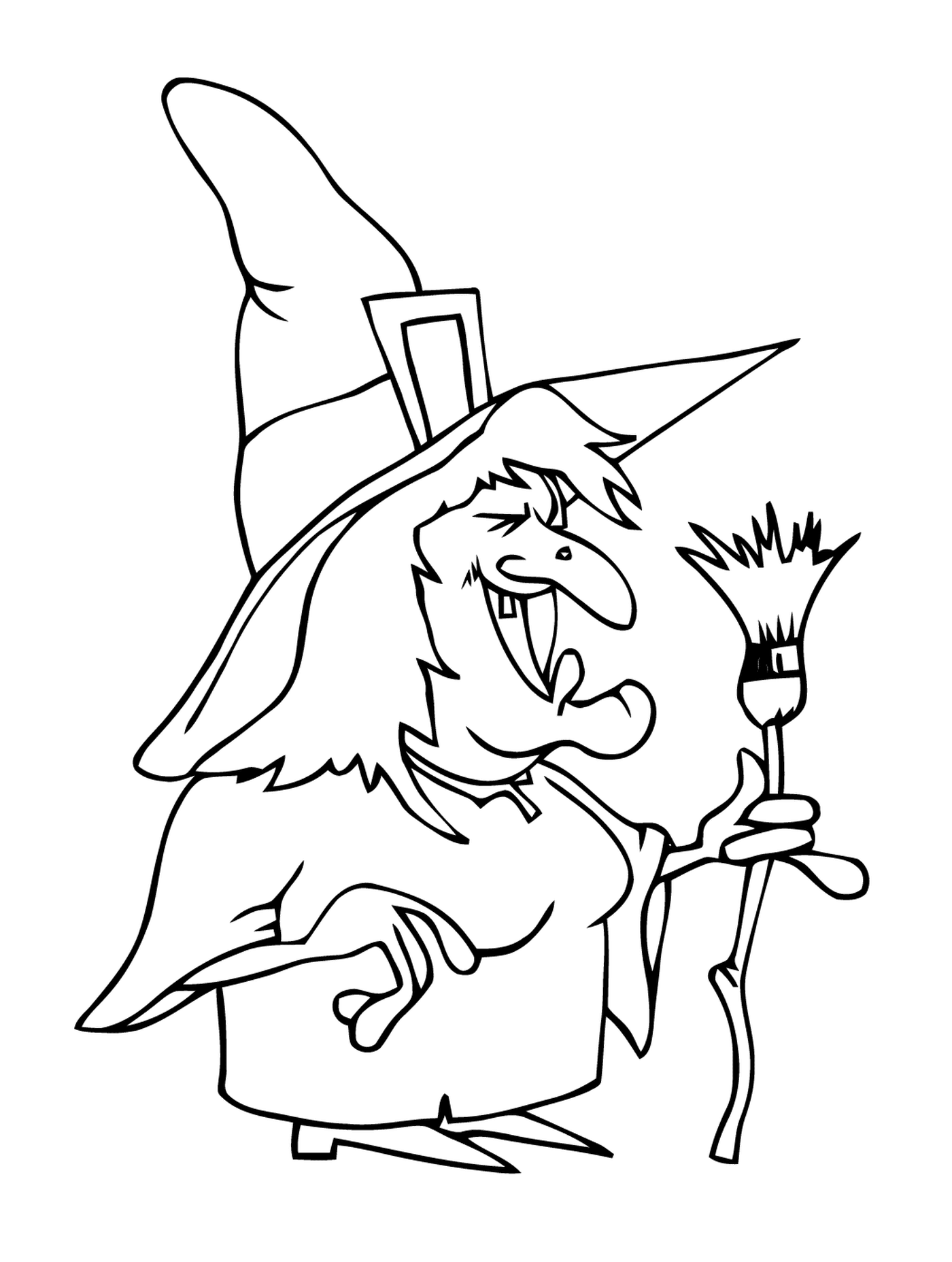  Horrible witch holding a broom 