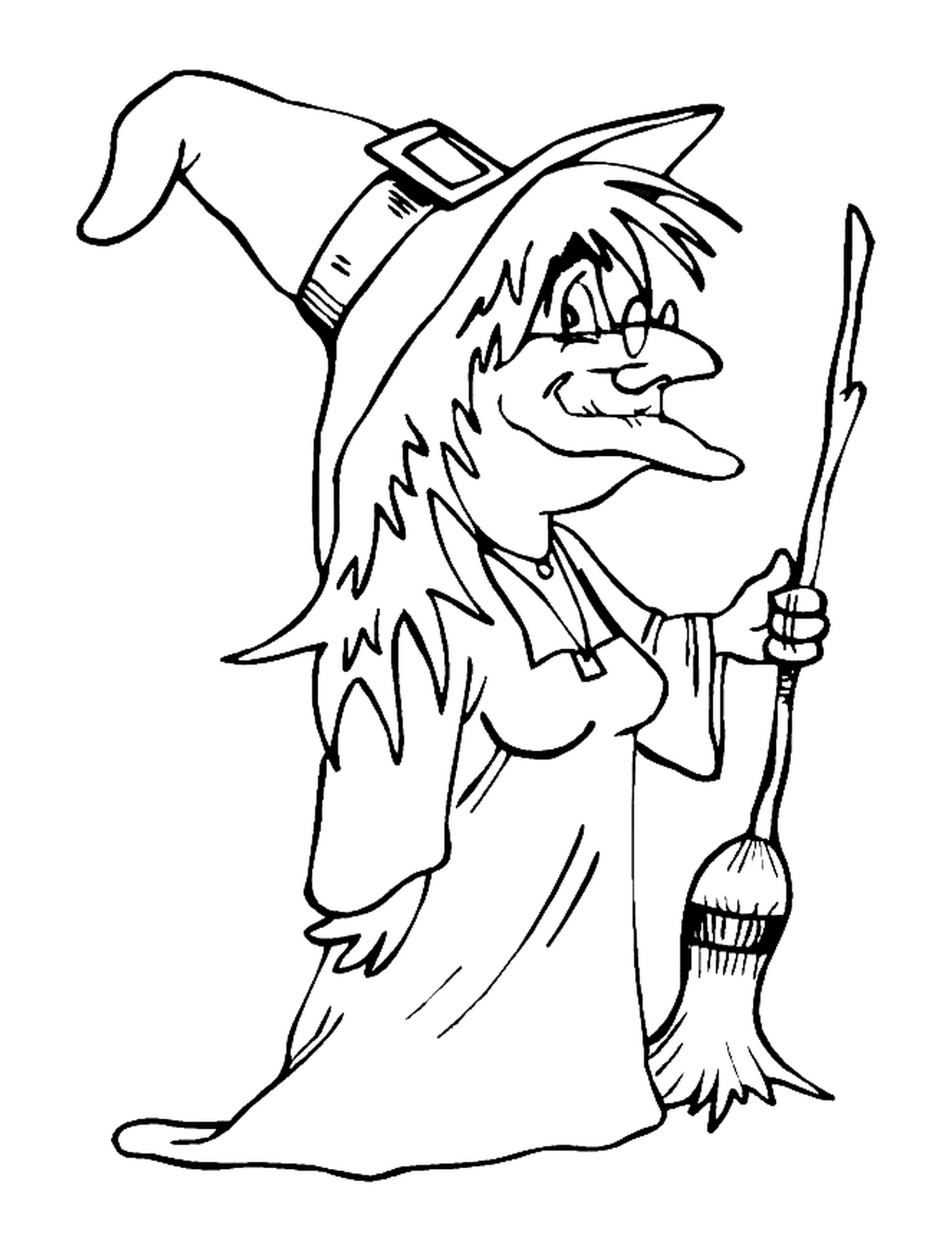  Old witch holding a broom 