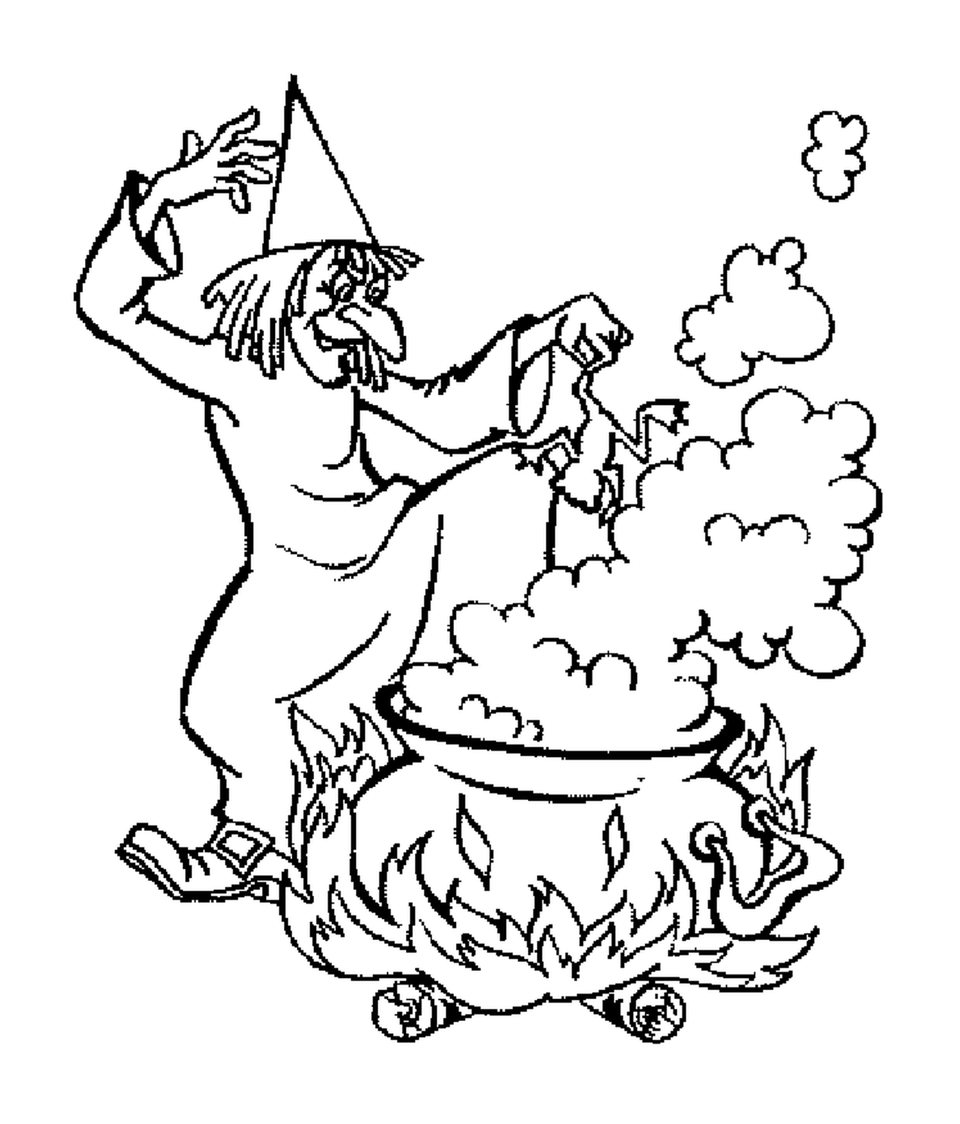  witch adding a toad to his cauldron 