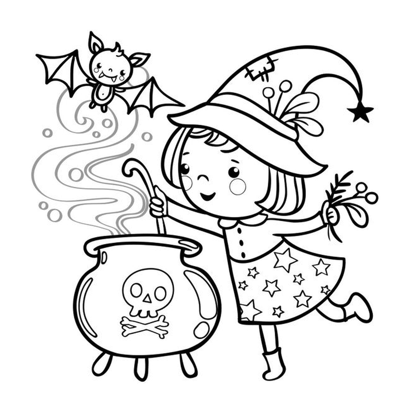  Маленькая девочка в костюме ведьмы 