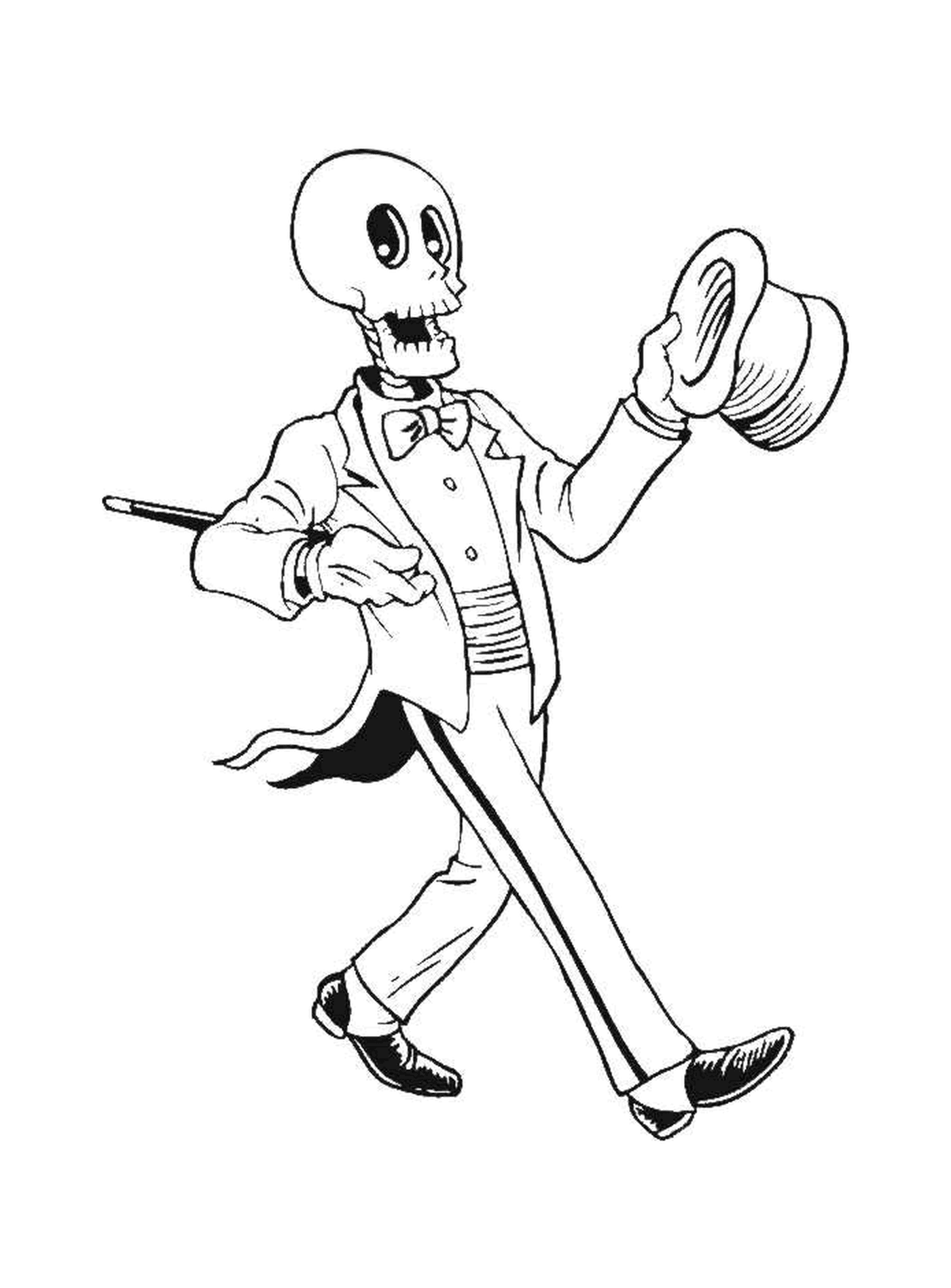  un esqueleto con un sombrero 