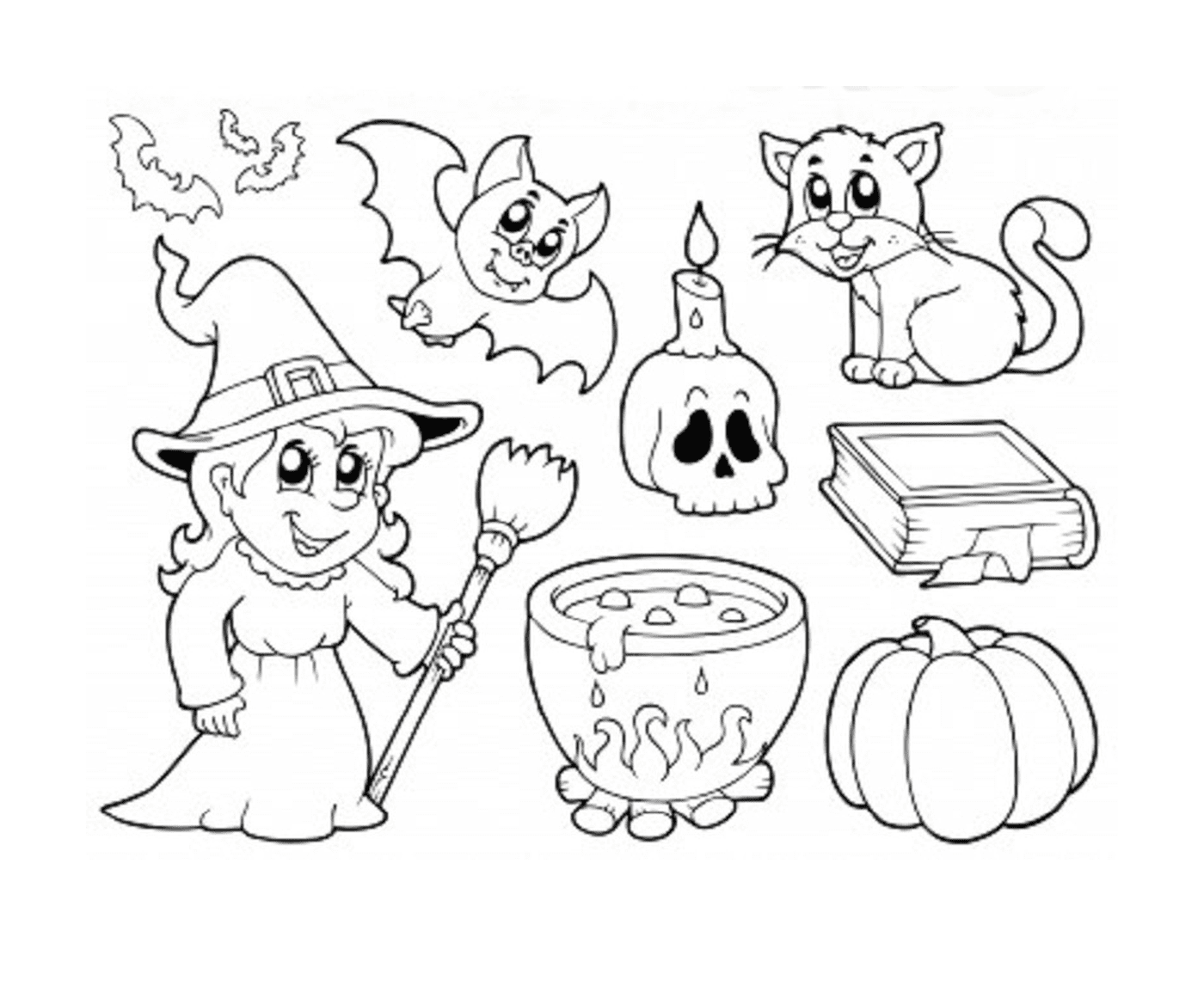 witch and cat in the picture 