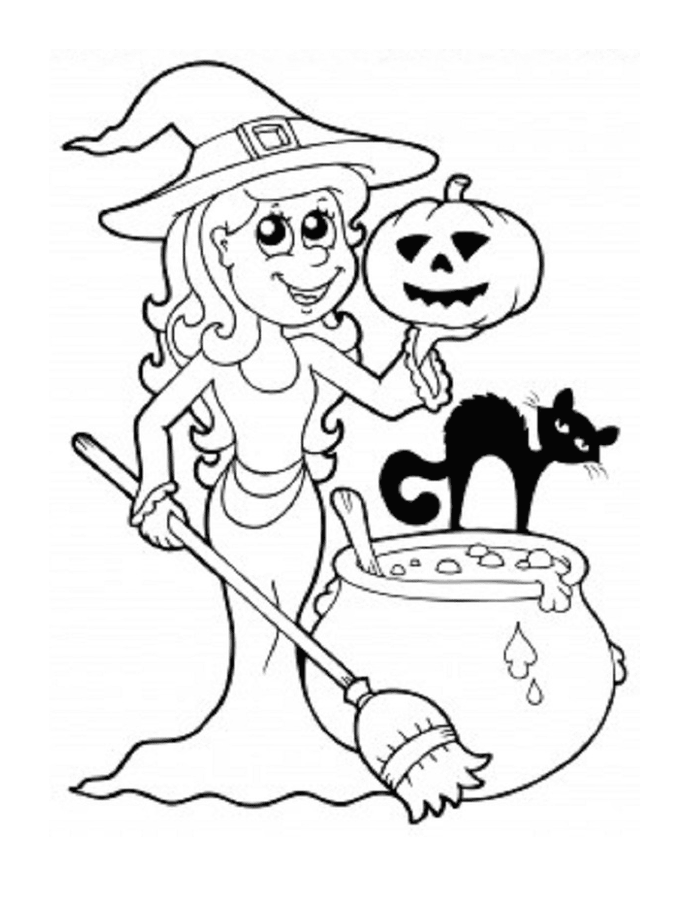  woman in witch costume holding a broom 
