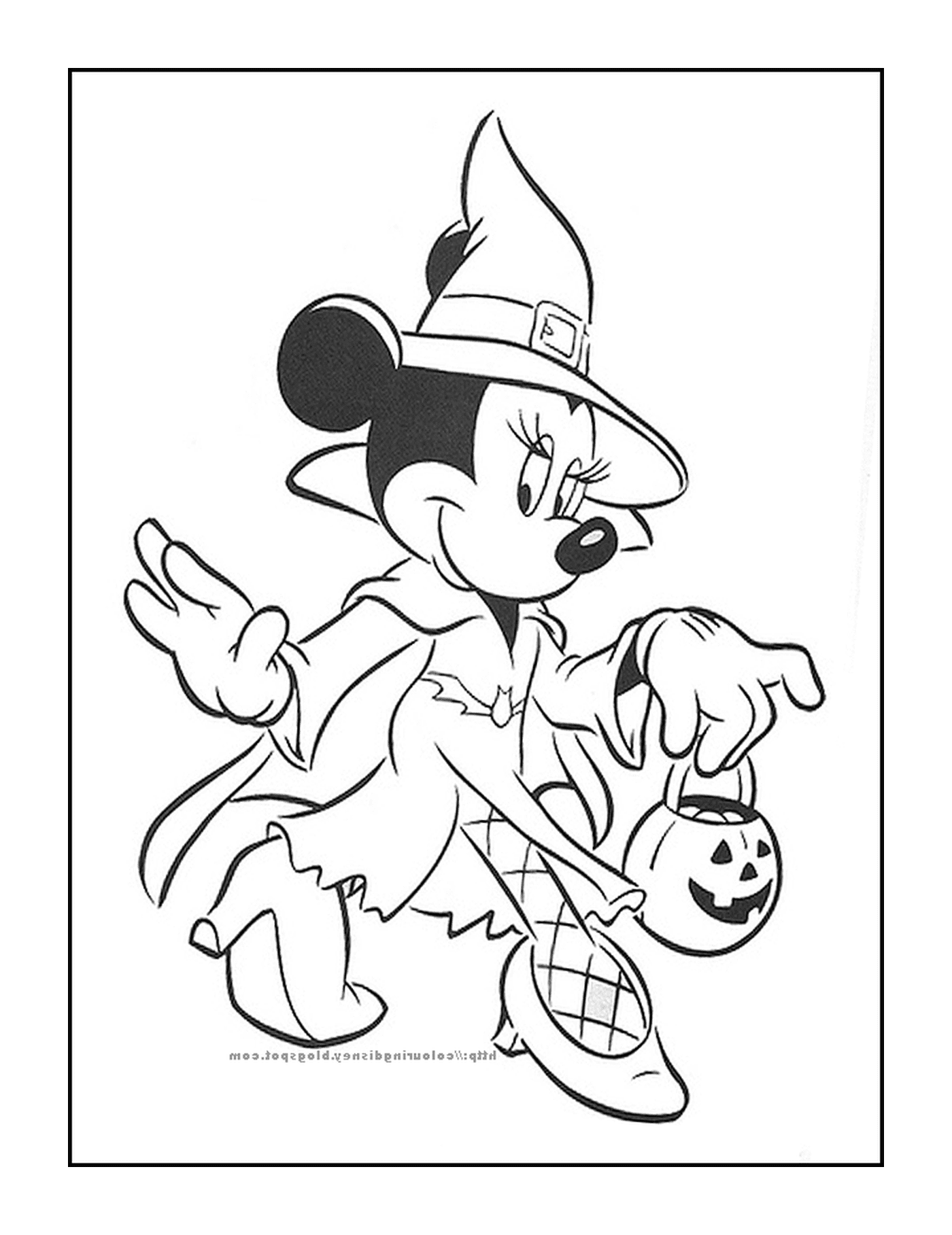  Minnie Maus als Hexe für Halloween verkleidet 