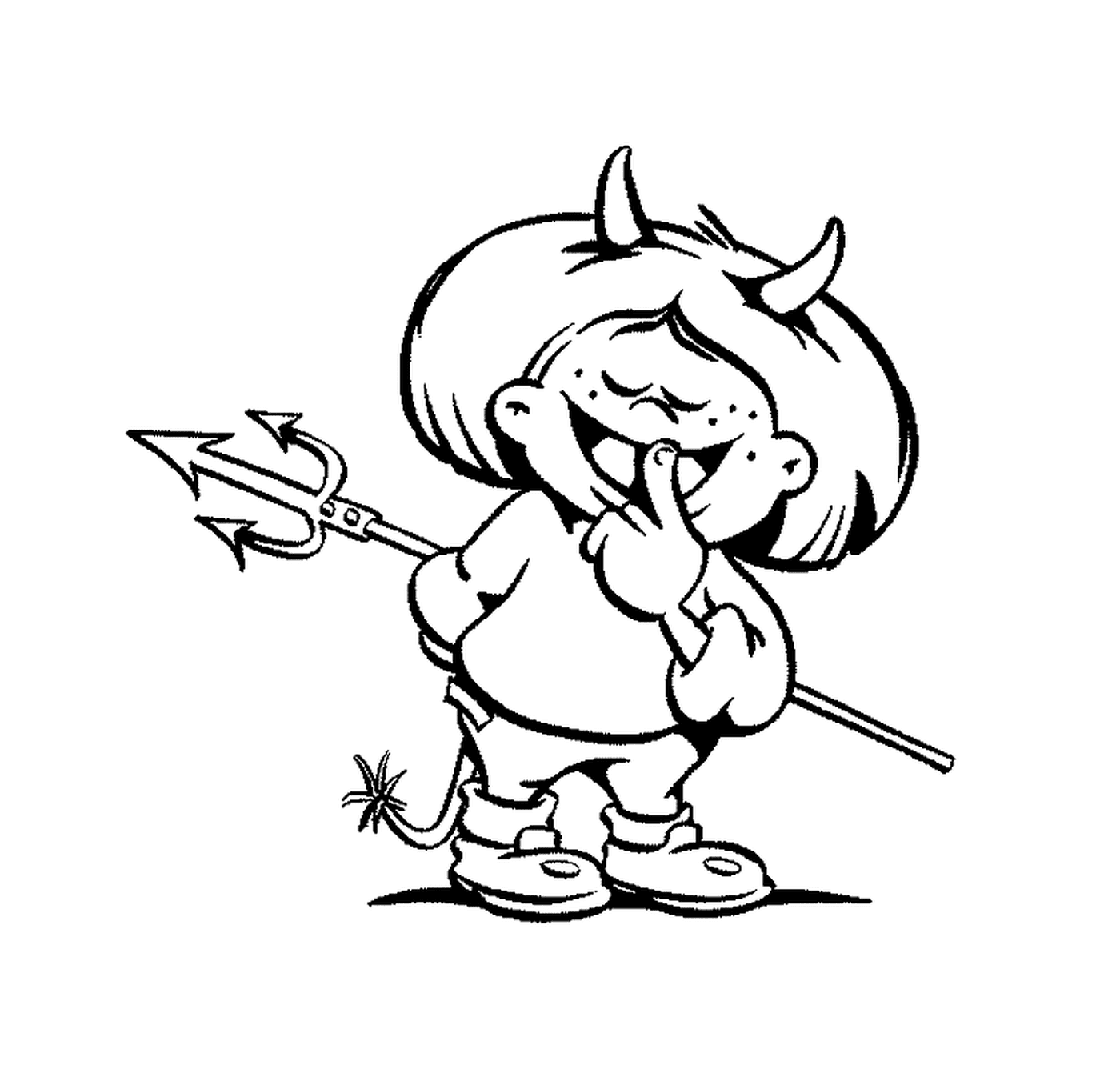 Злая маленькая девочка с рогами и стрелой 