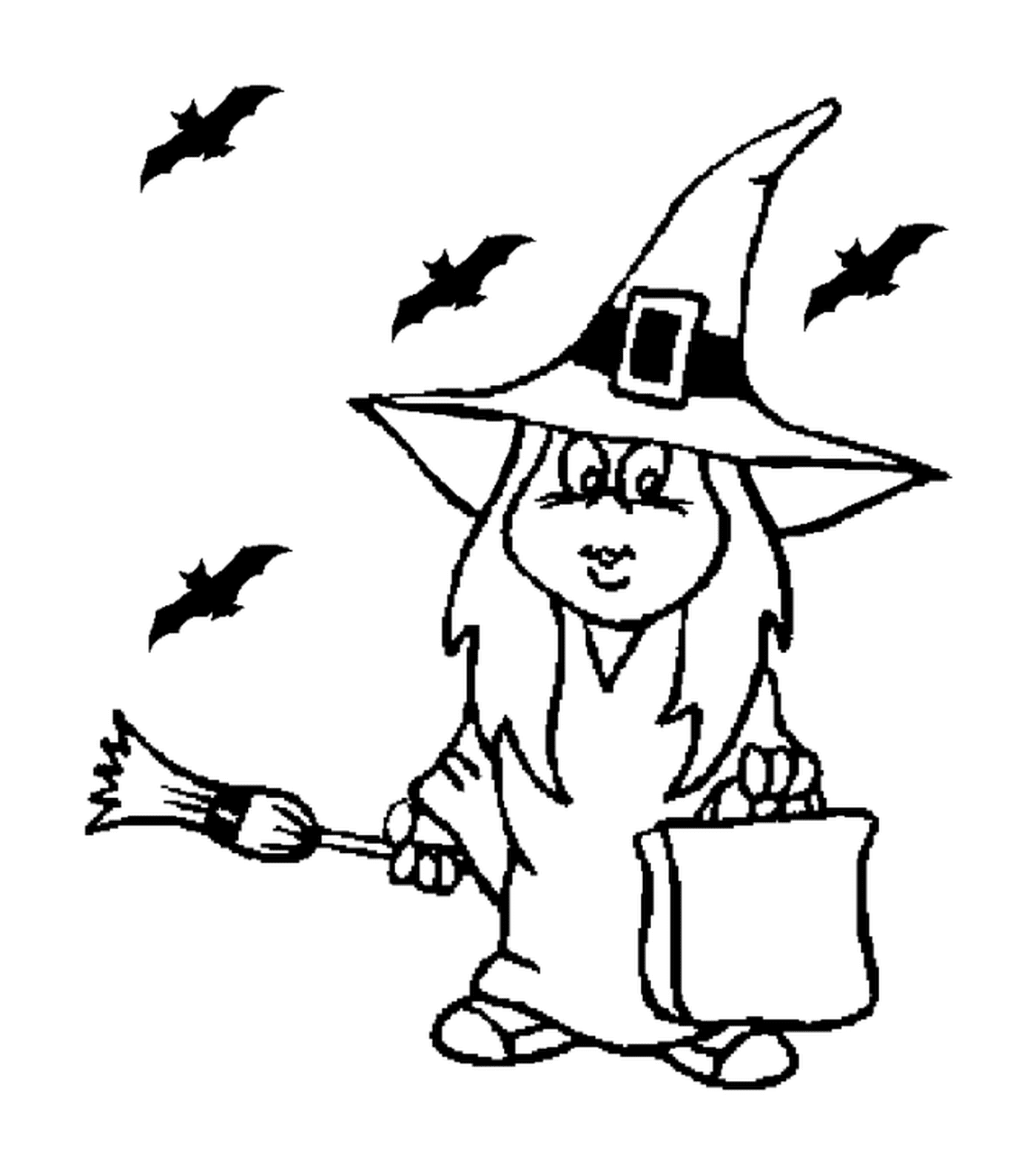  witch holding a broom 