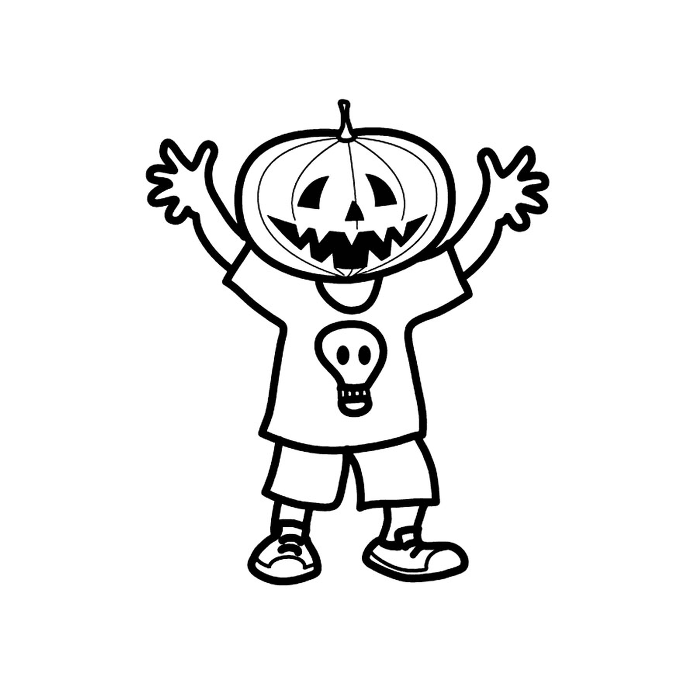  Child with pumpkin head 