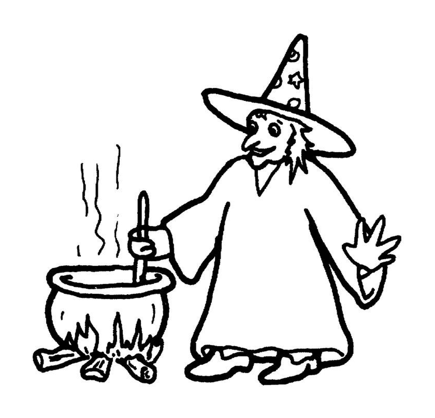 Witch stirring a cauldron 