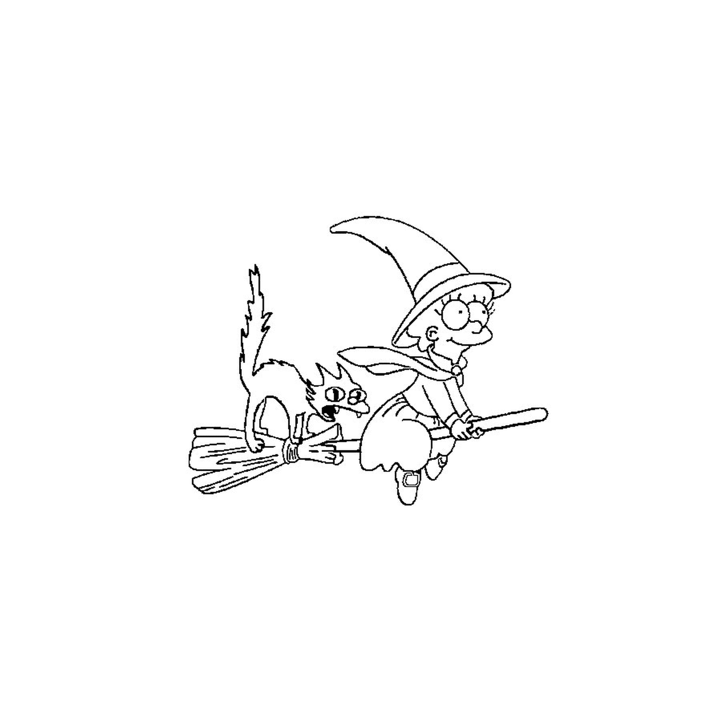  Witch flying on a broom 