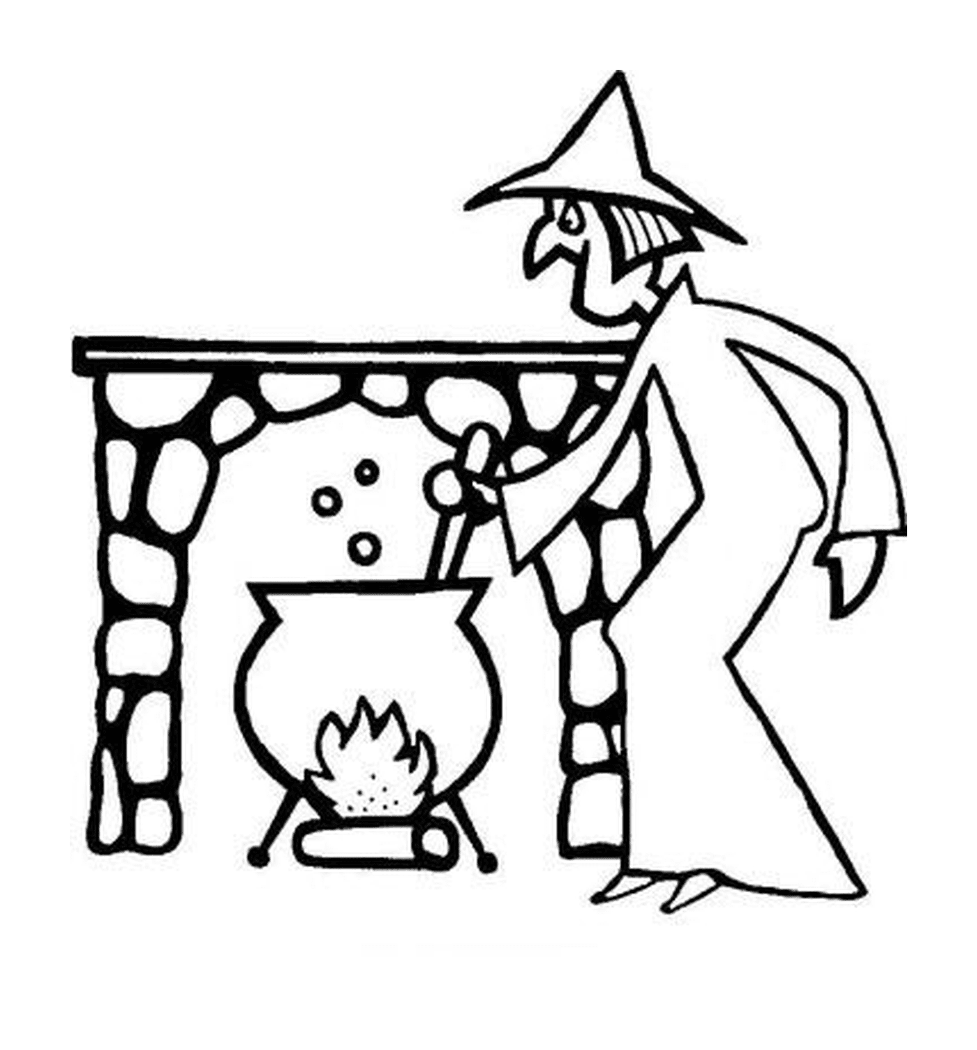  Witch stirring a cauldron 