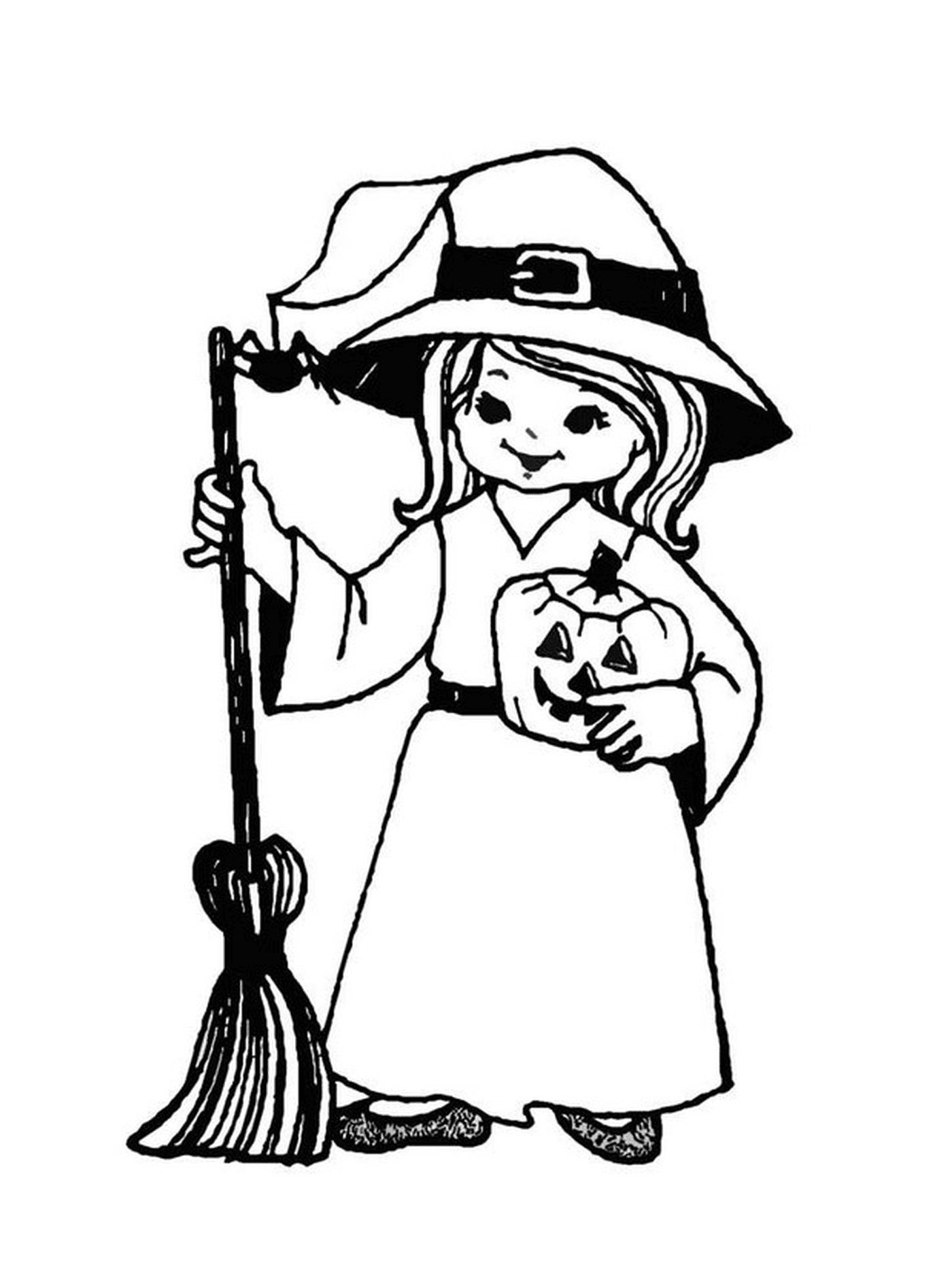  Little girl disguised as a witch 
