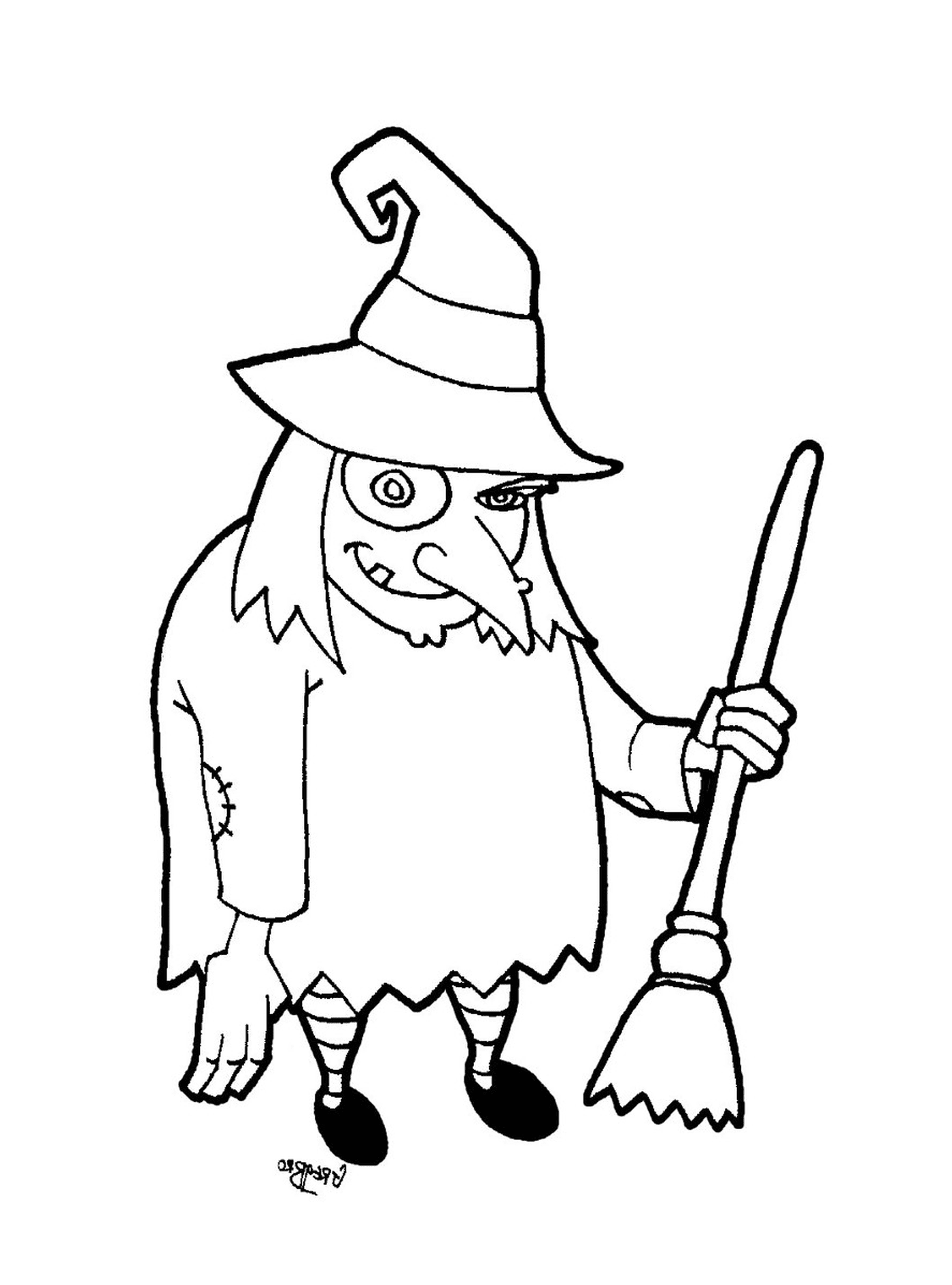  Witch holding a broom 