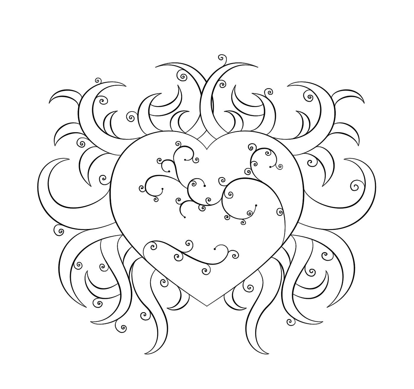  Heart adorned with beautiful whirlpool shapes 