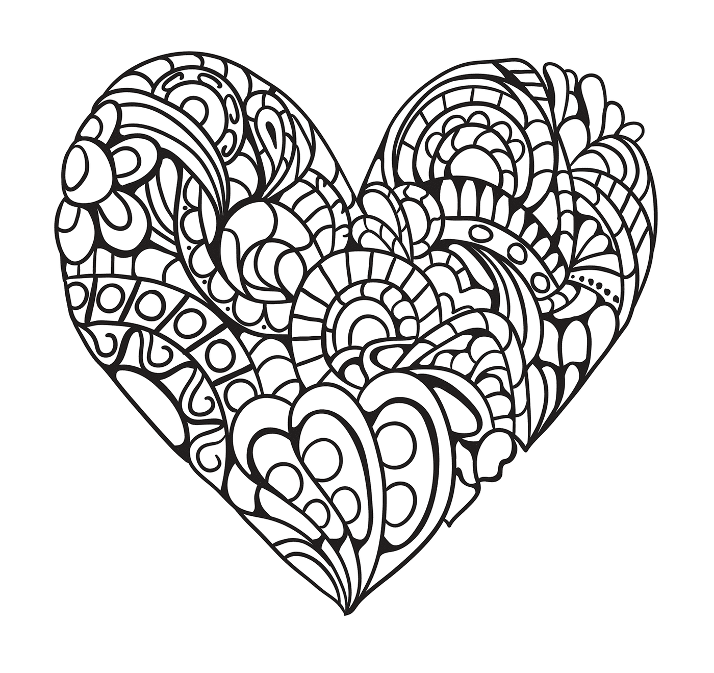  Zentangle heart for adult relaxation 