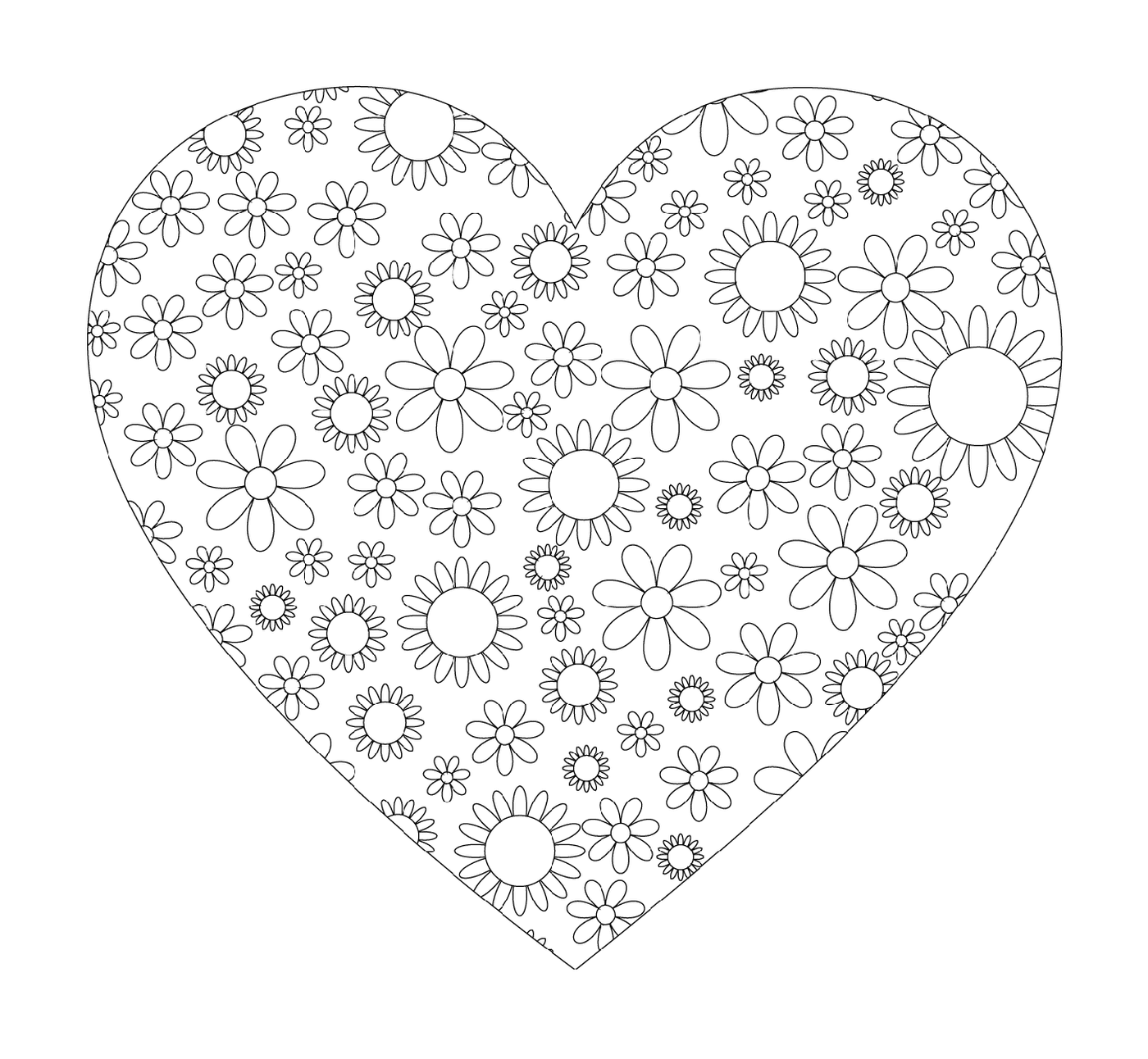  Simple heart with charming floral motifs 