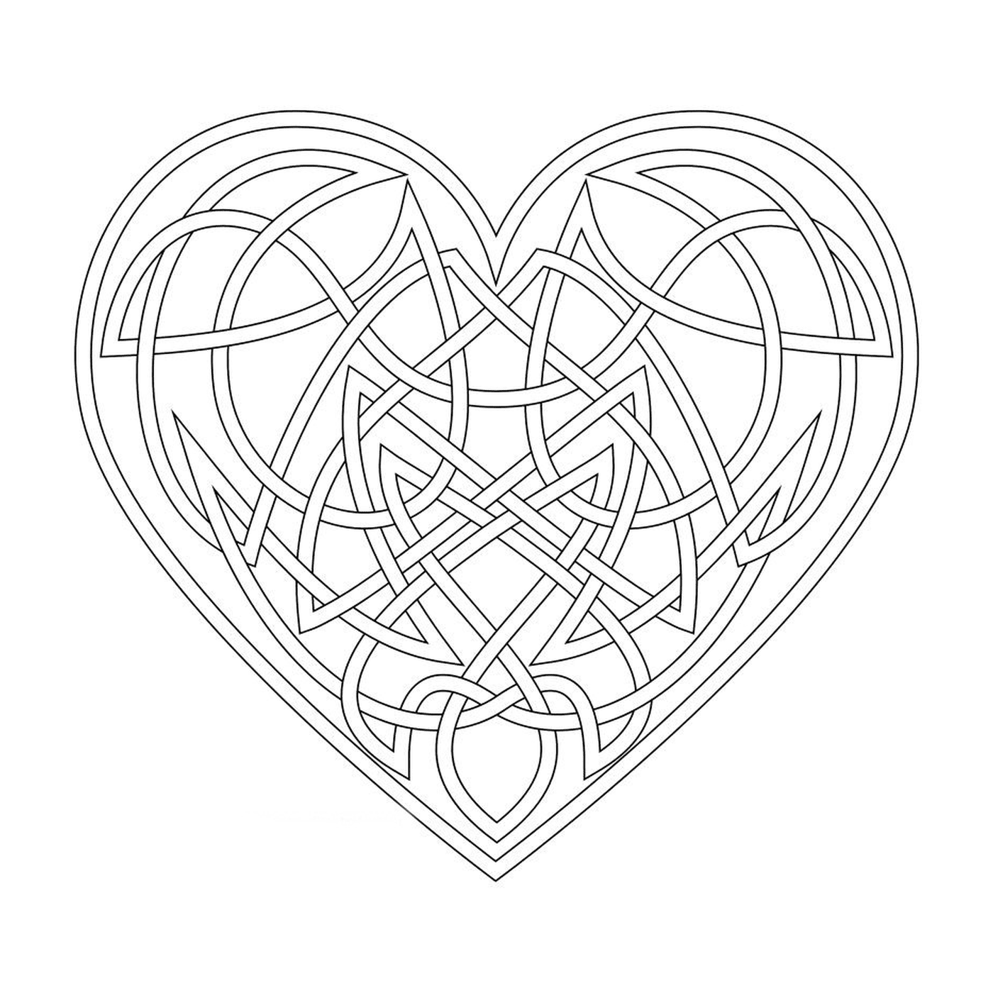  Complex heart with floral drawings 