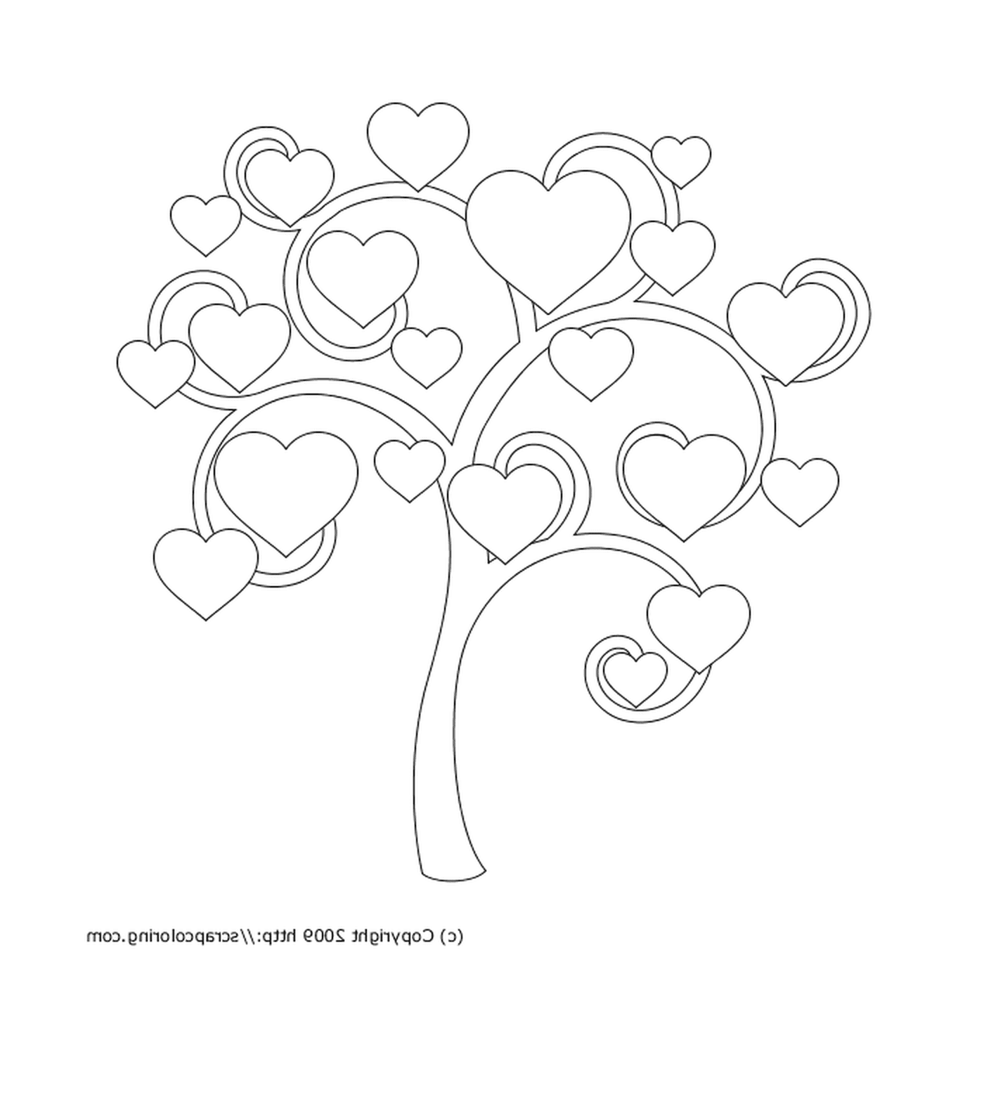  Árbol del corazón con símbolos de amor 