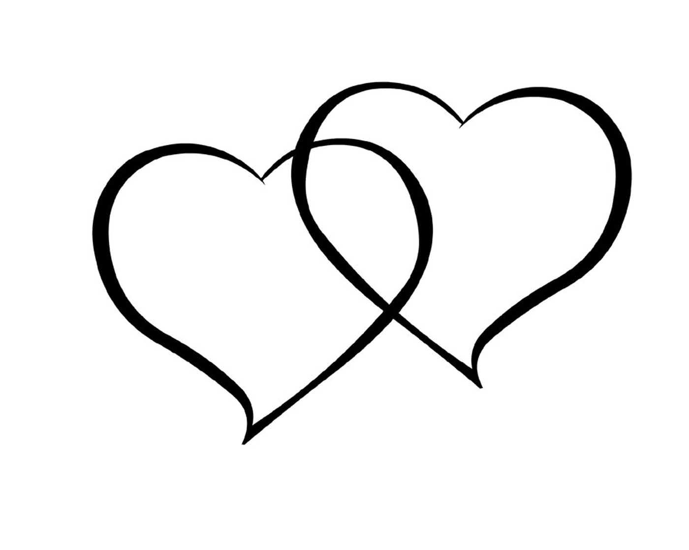  Два сердца, нарисованные чернилами на белом фоне 