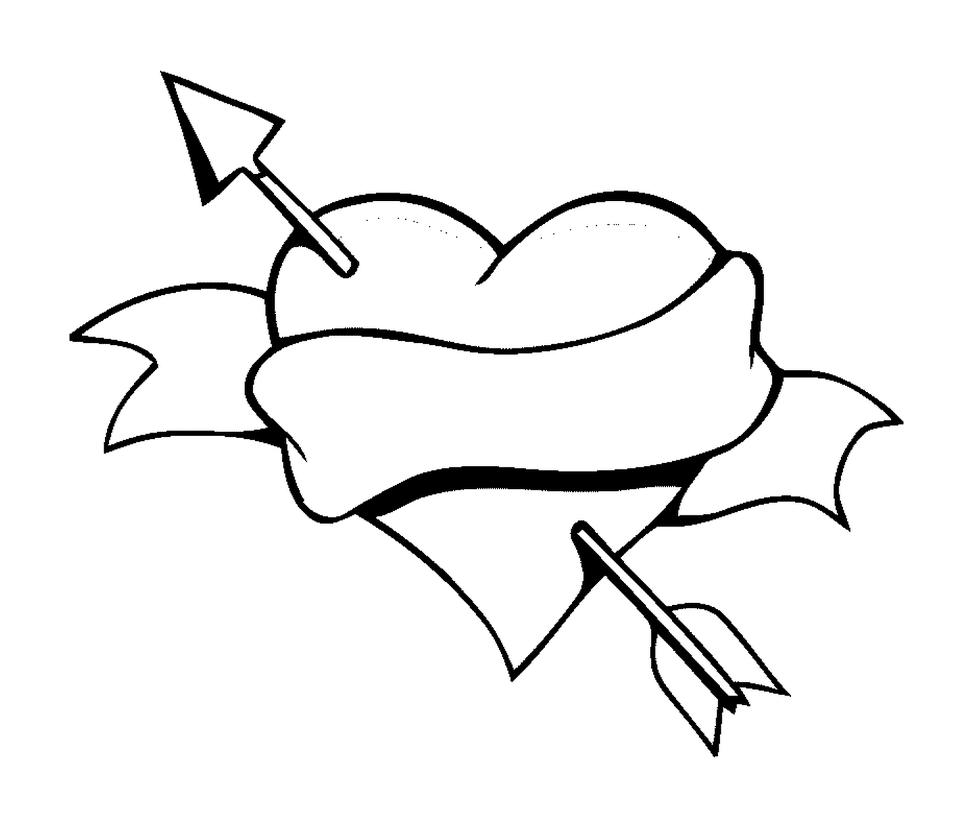  A heart with an arrow and a banner 
