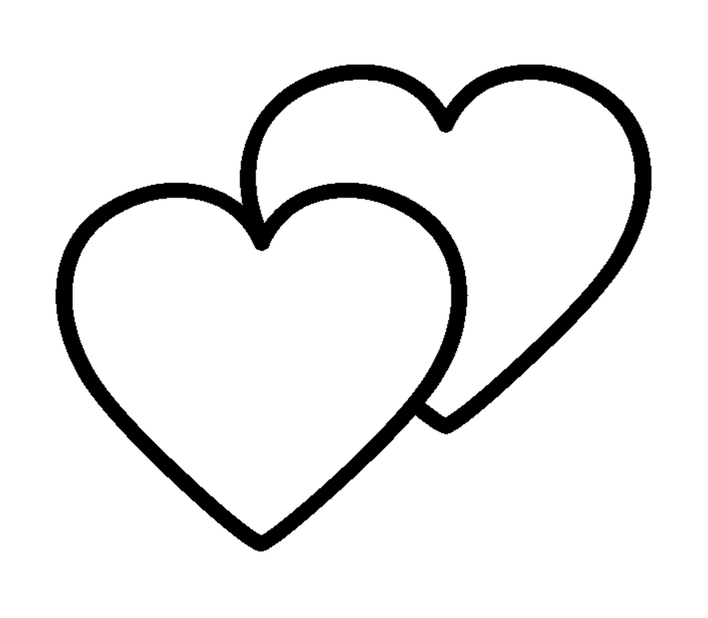  Two black and white hearts on a white background 