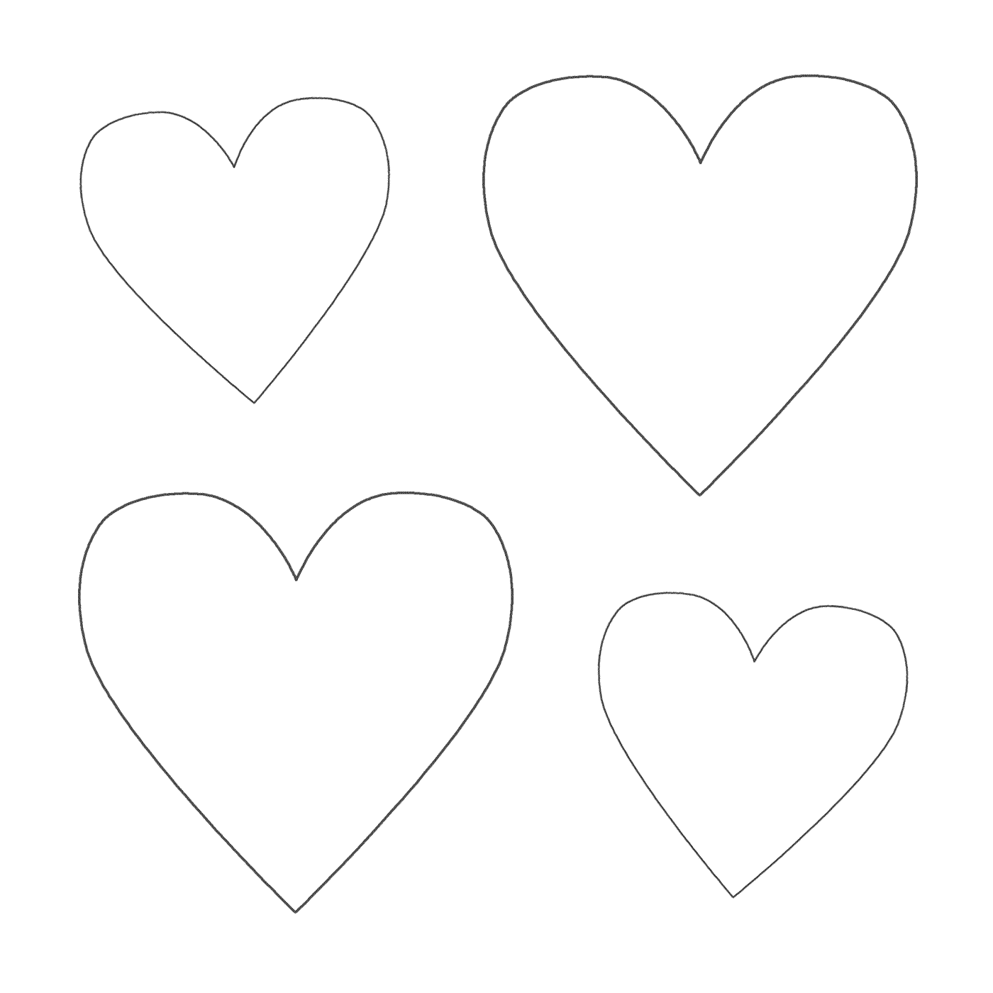  Un conjunto de cuatro formas de corazón 