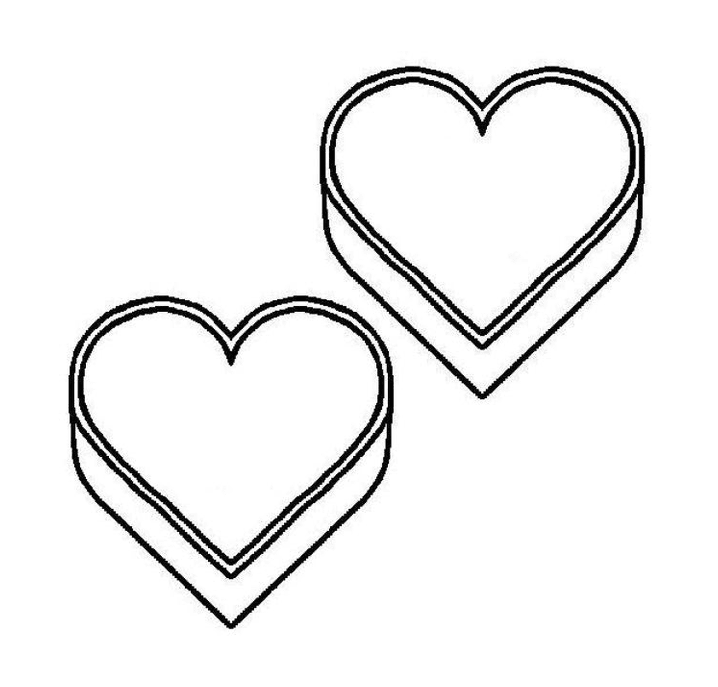  Две коробки в форме сердца, расположенные бок о бок 