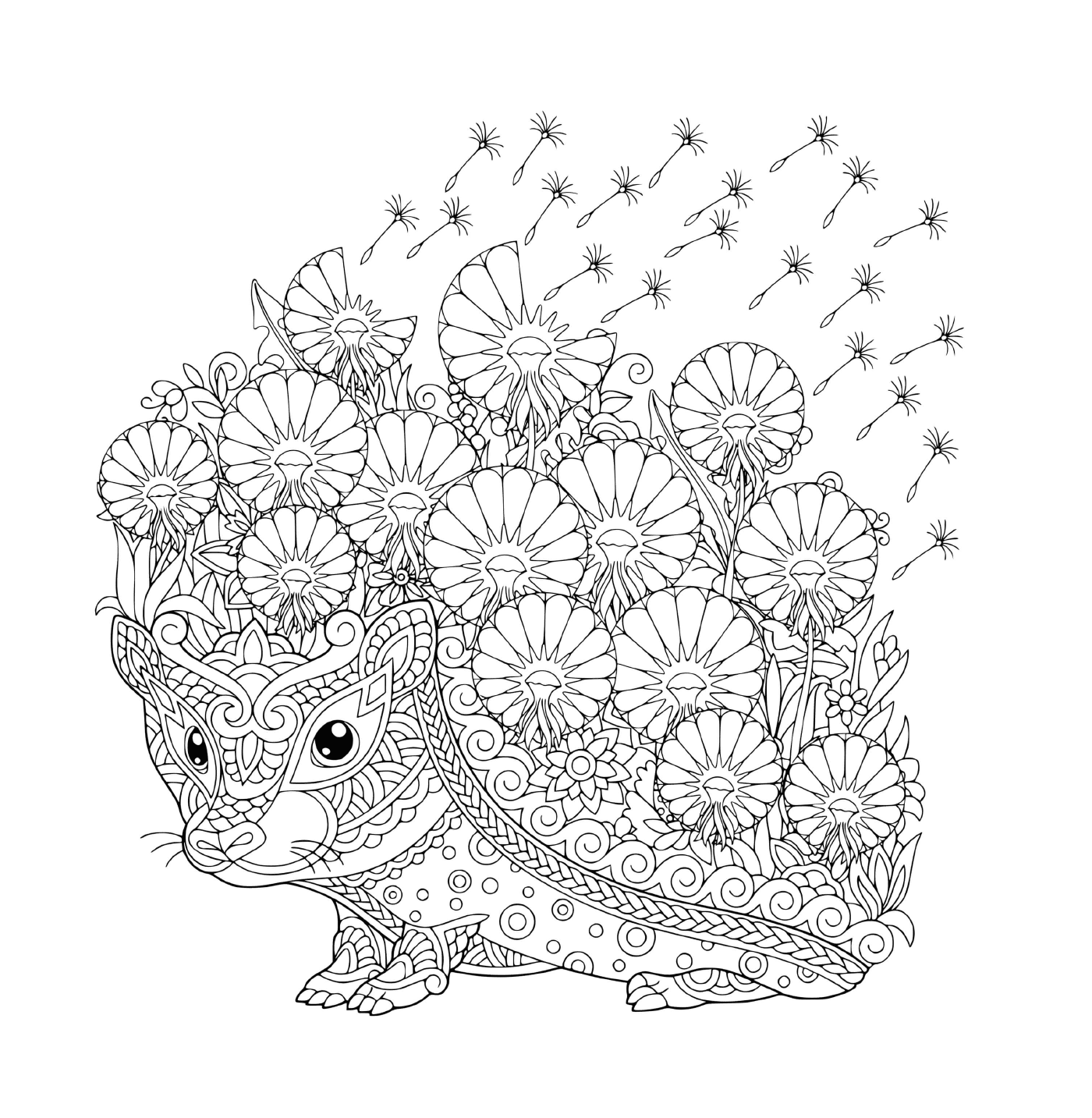  Mandala de arenque para adultos con flores 