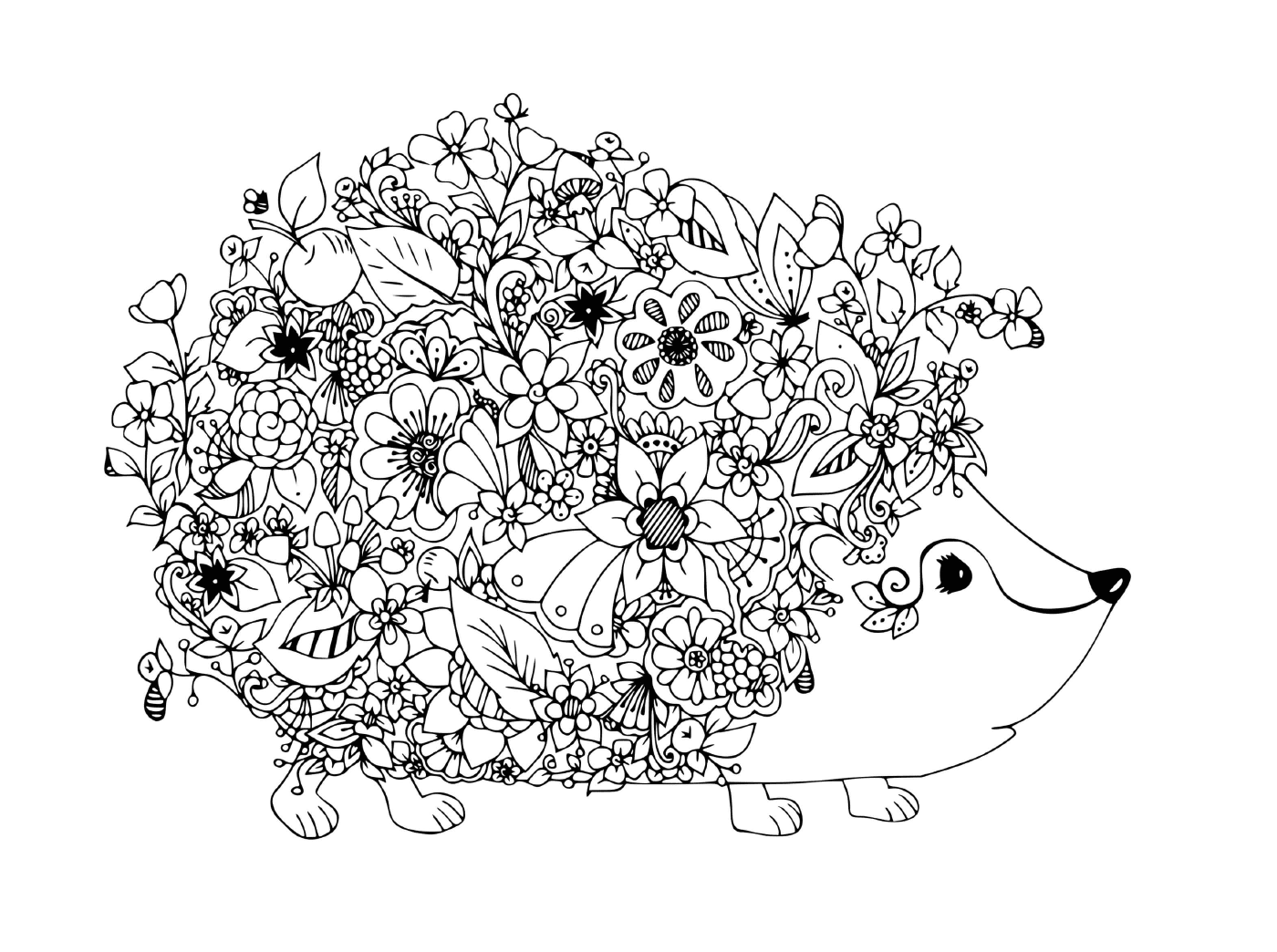  Flowery and cute hedgehog 