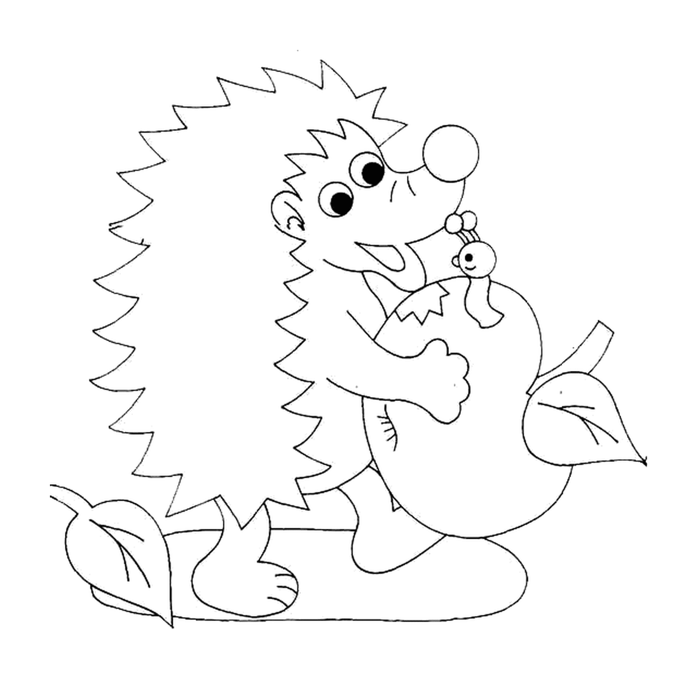  Hedgehog carrying an apple 