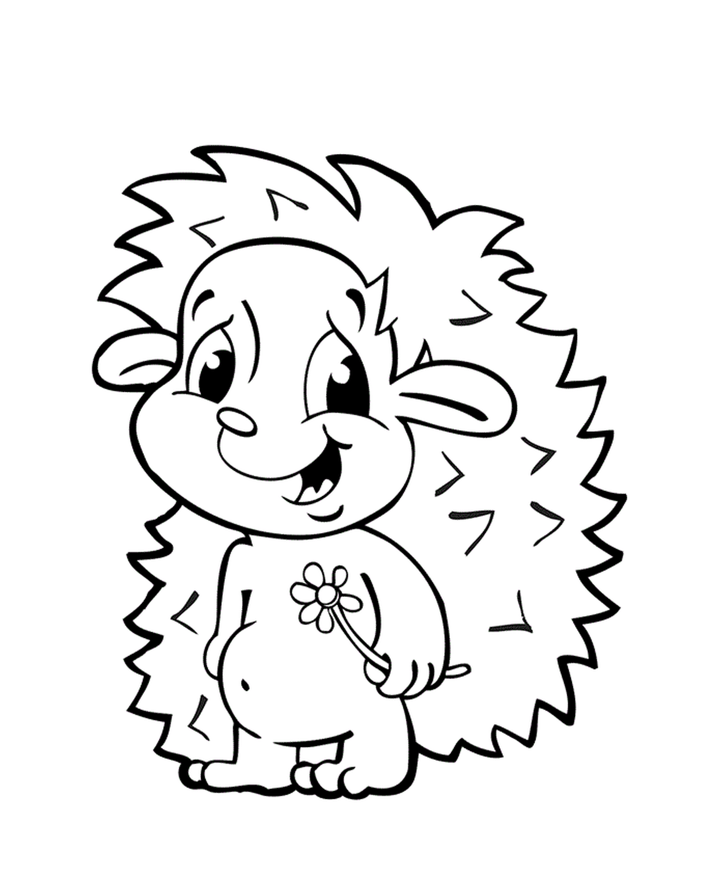 Hedgehog holding a flower 