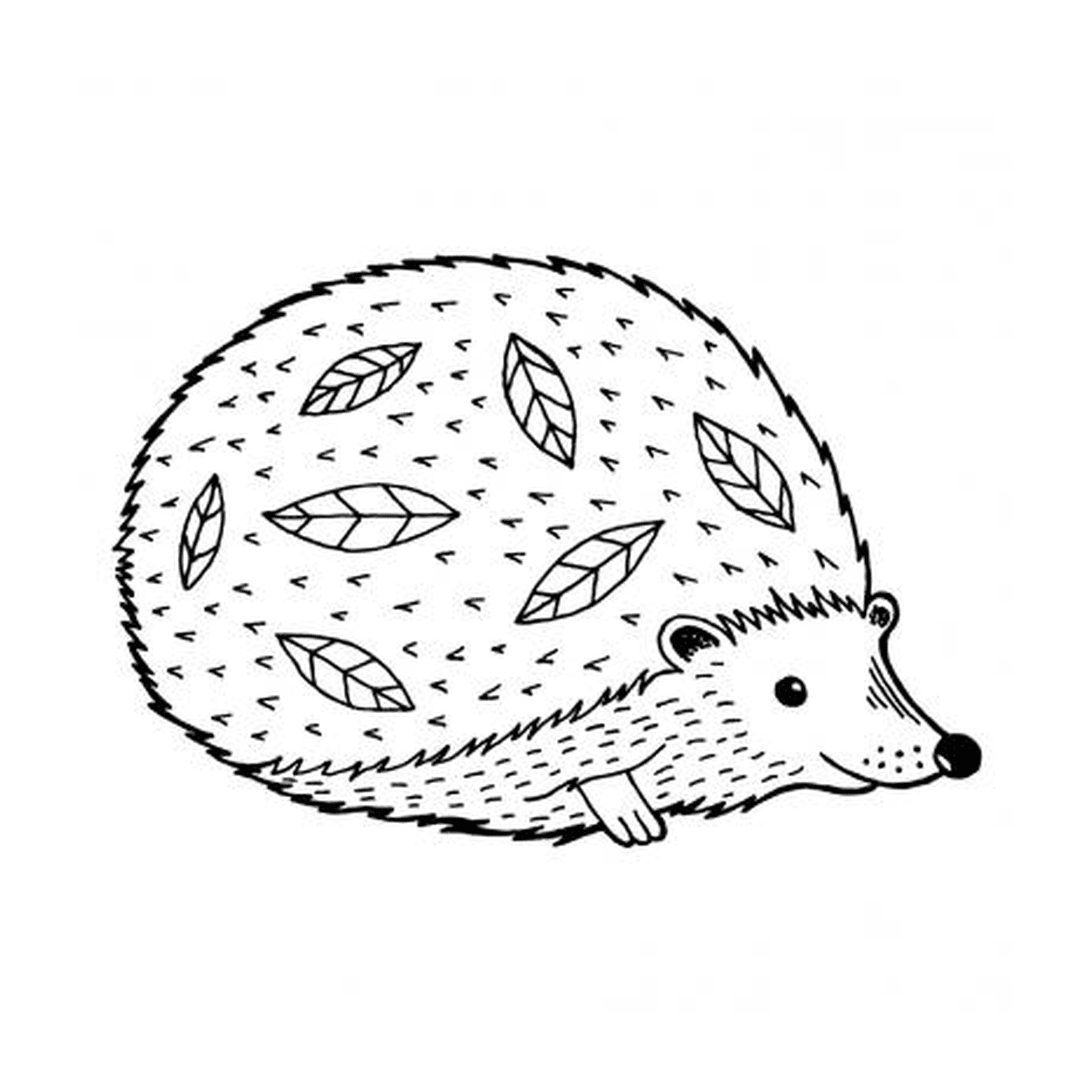  Zen hedgehog with leaves on the back 
