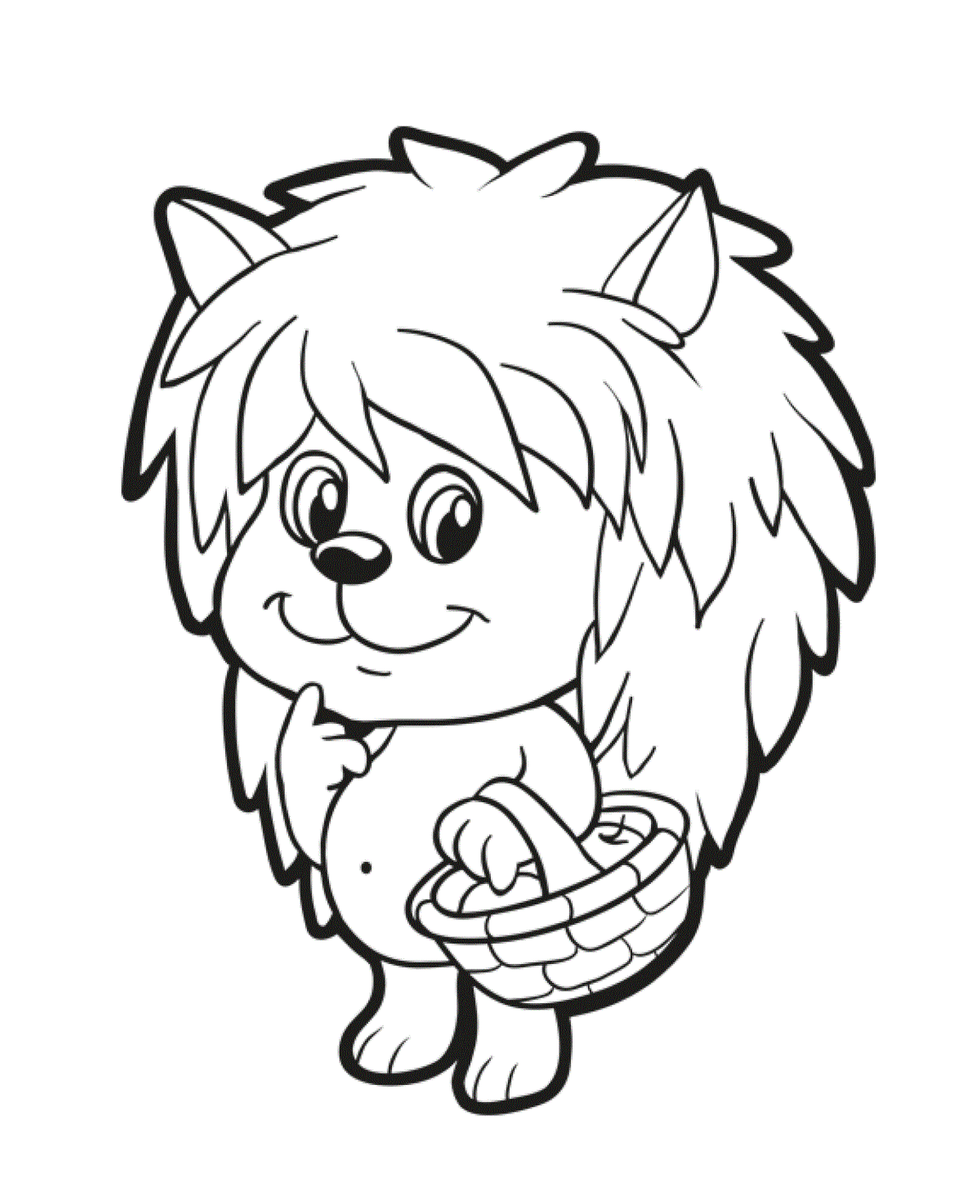  Nice little hedgehog with a basket of apples 