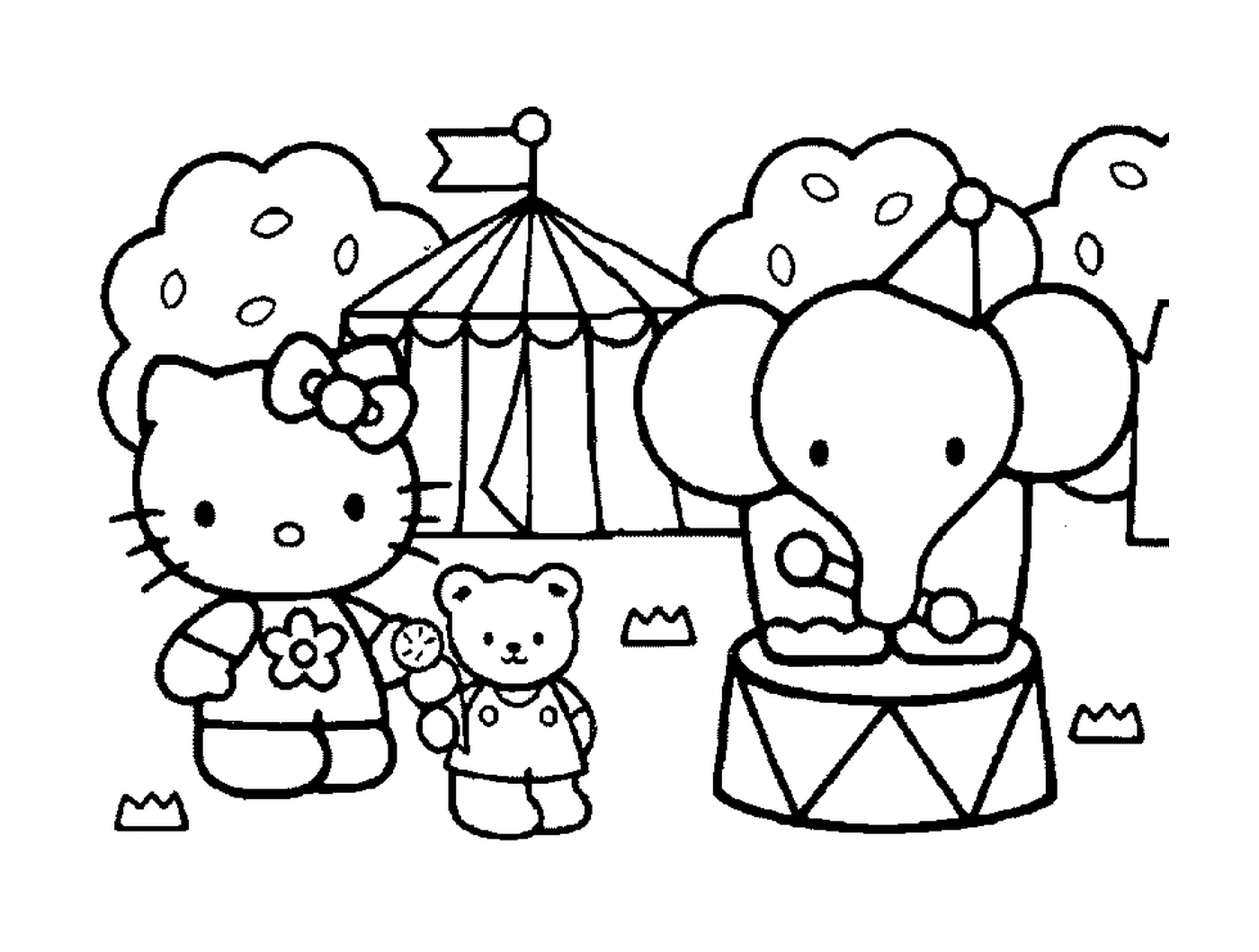  A circus scene with Hello Kitty 