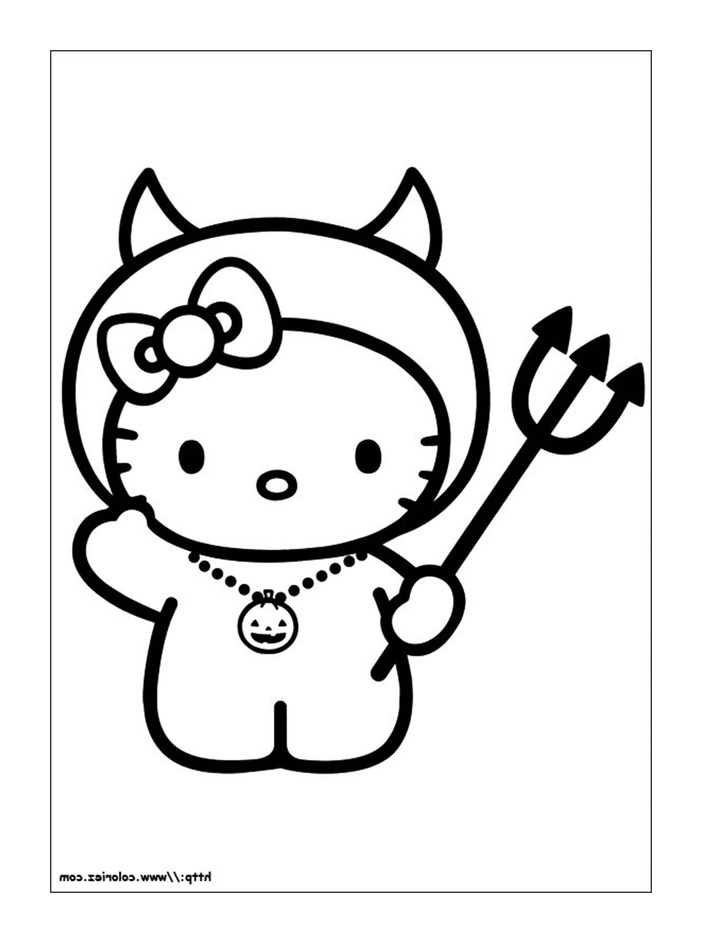  Hello Kitty with horns and necklace 