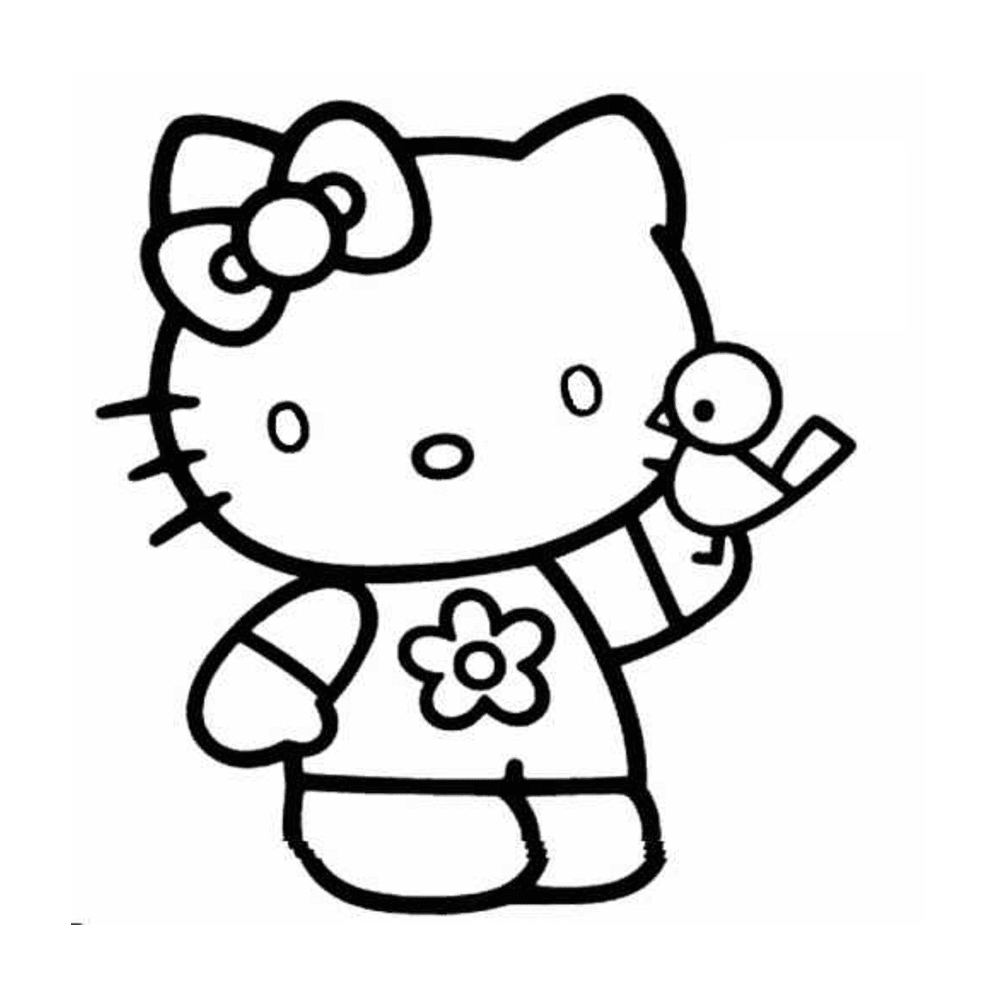  Hello Kitty holding a bird 