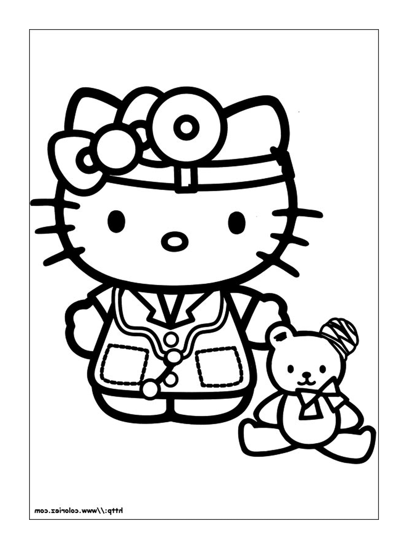  Hello Kitty nurse with a teddy bear 