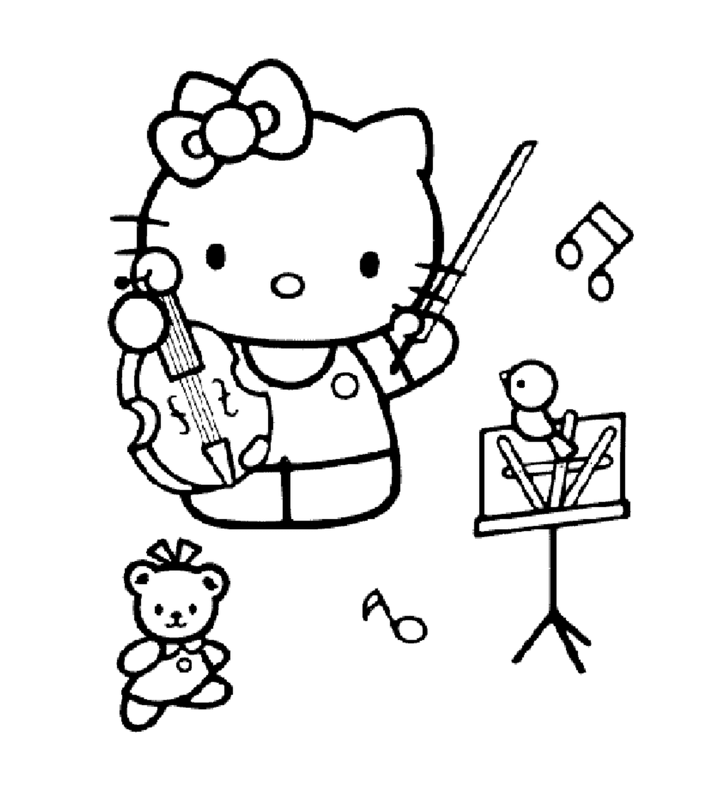  Здравствуйте, Китти играет на музыкальном инструменте 