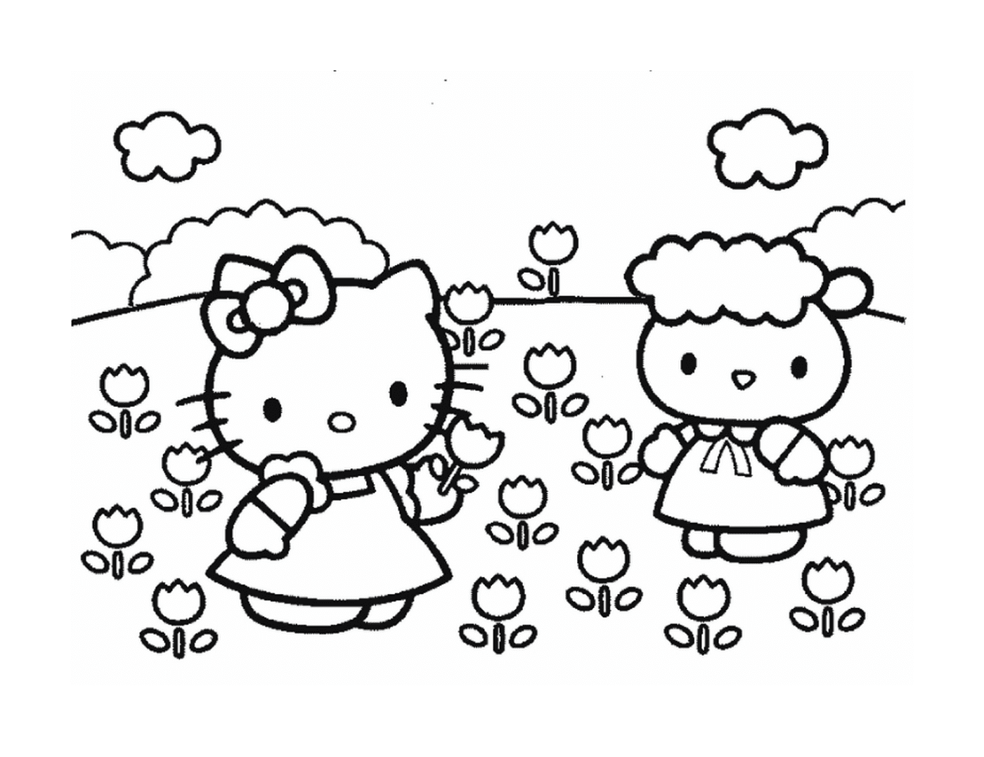  Hello Kitty and a lamb 