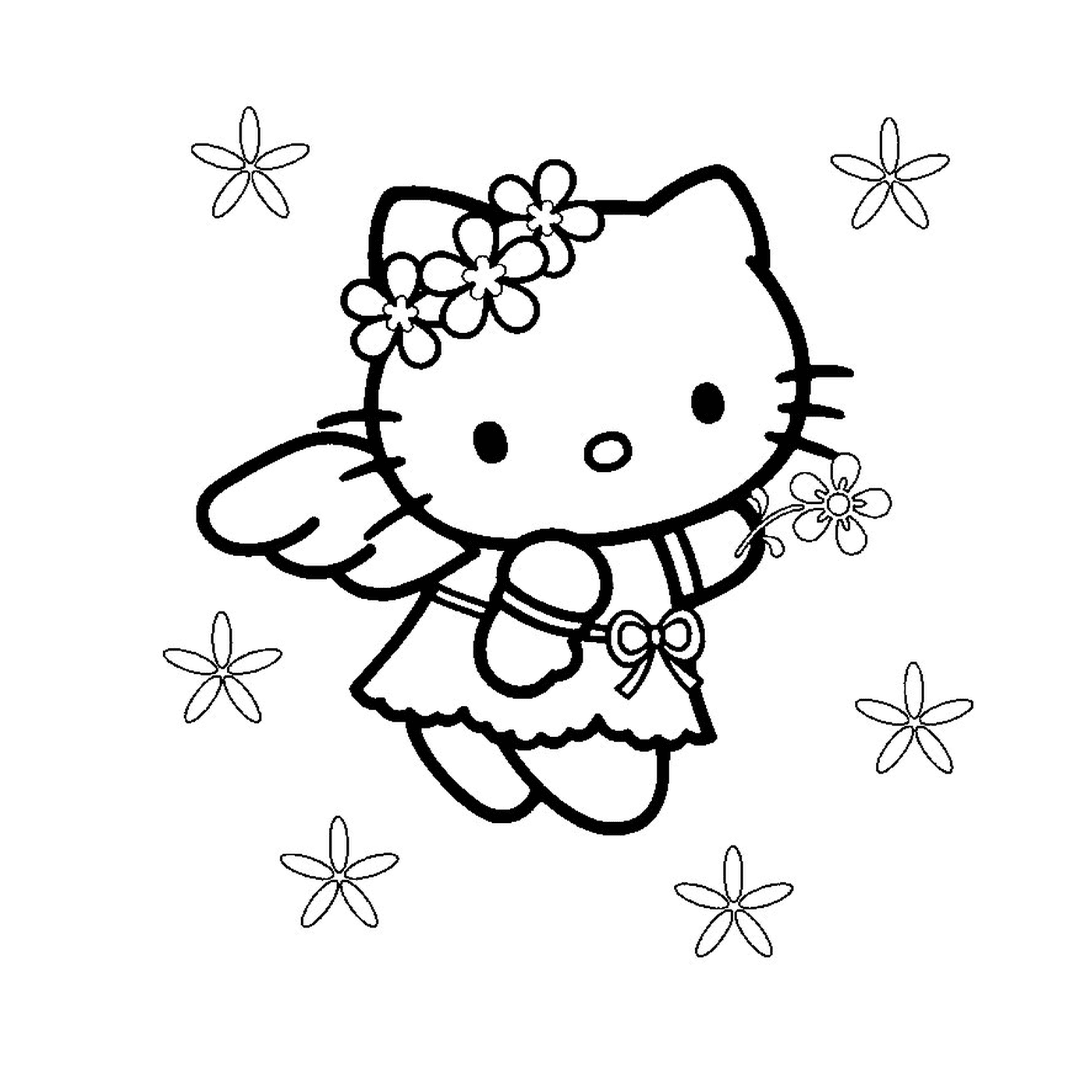  Hello Kitty with a flower in her hair 