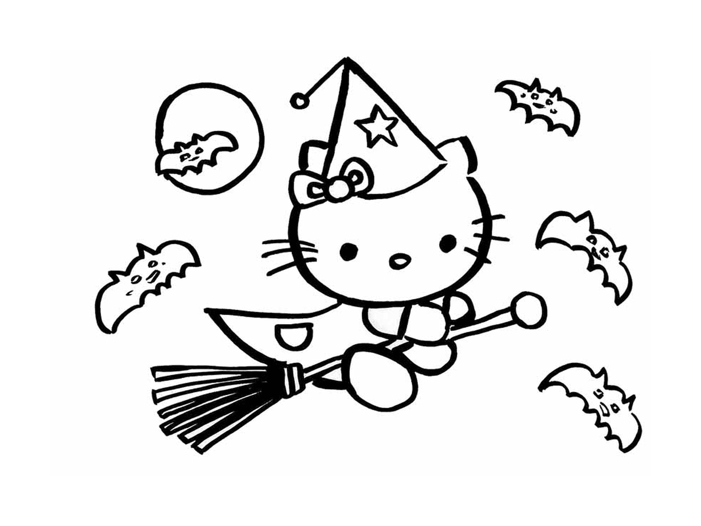  Hello Kitty riding a broom 