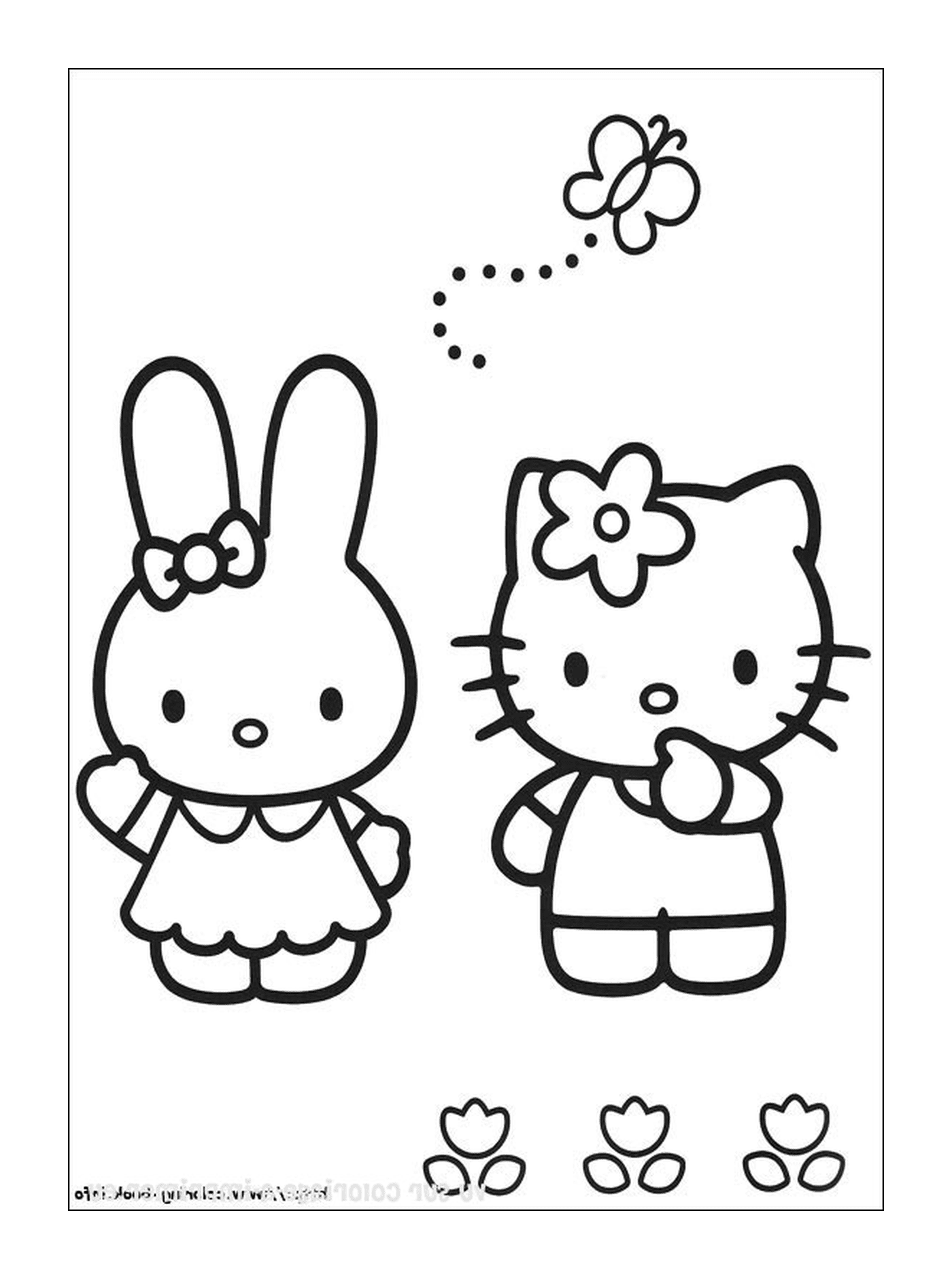  Hello Kitty and a rabbit 