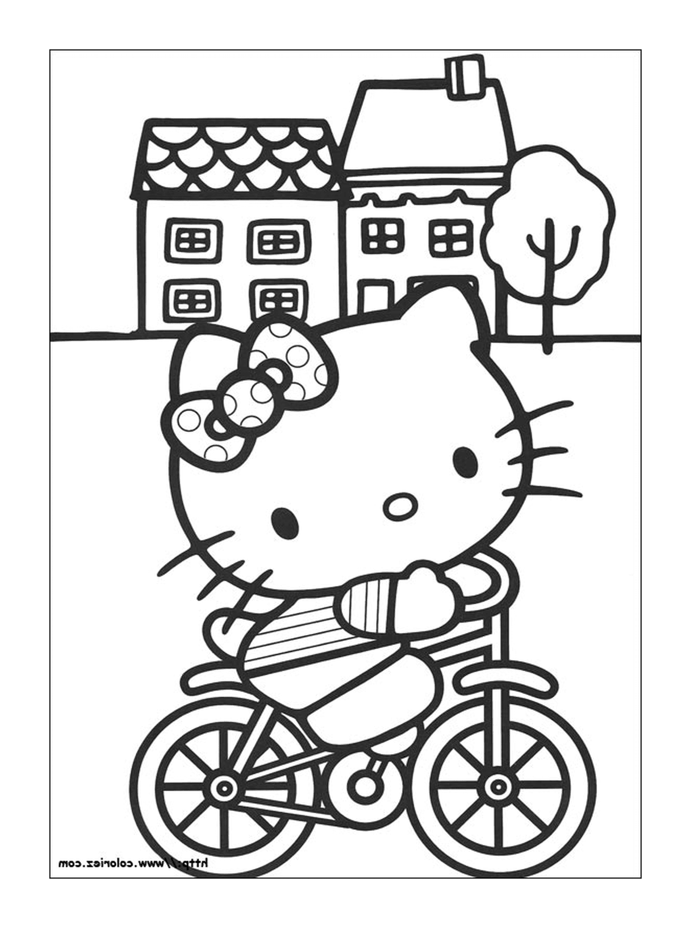  Здравствуй, Китти делает велосипед 